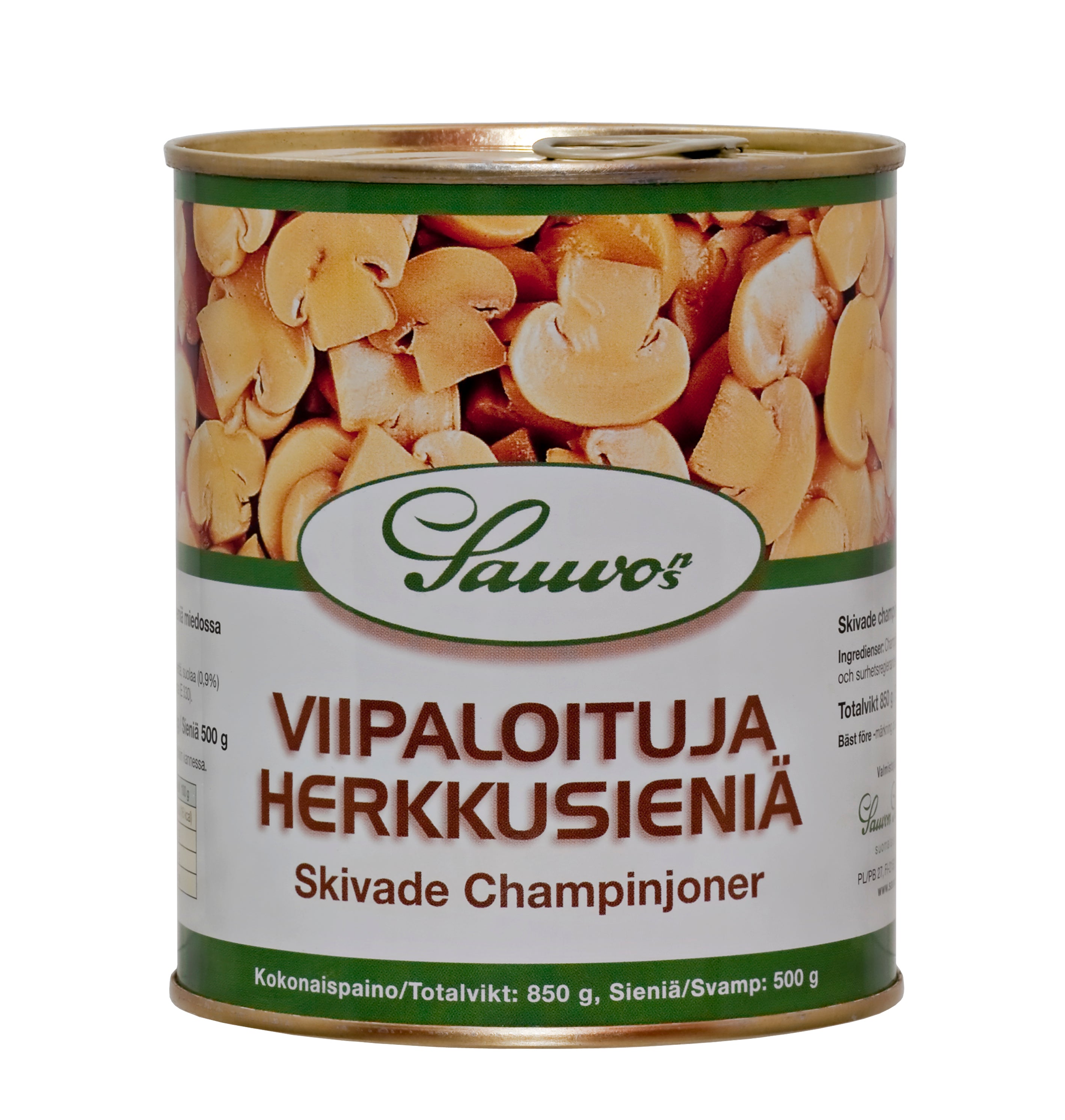 Sauvon 850/500 g miedossa suolaliemessä viipaloituja  herkkusieniä