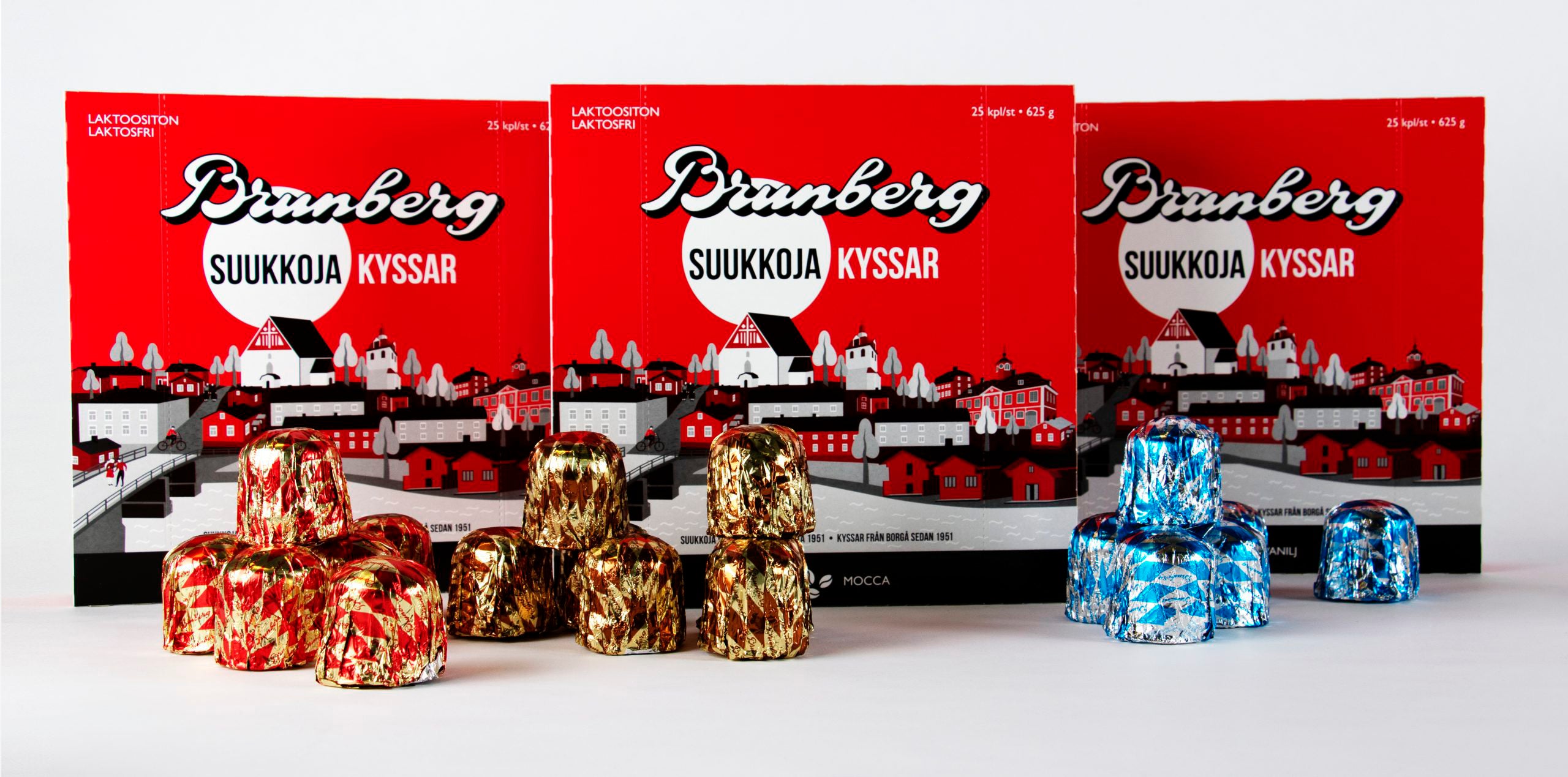Brunberg vanilja, mocca, mansikkasuukko kuorrutettuja vaahtomakeisia 4 x 625g/25kpl