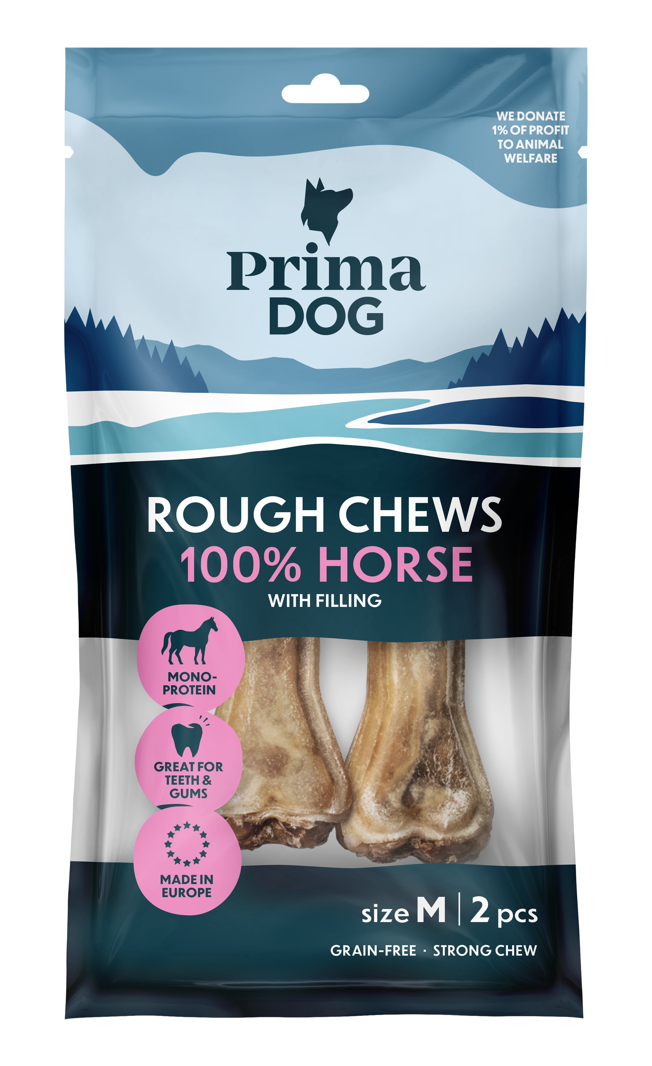 PrimaDog Rough Chews Hevonen täyteluu M 12 cm 100 g
