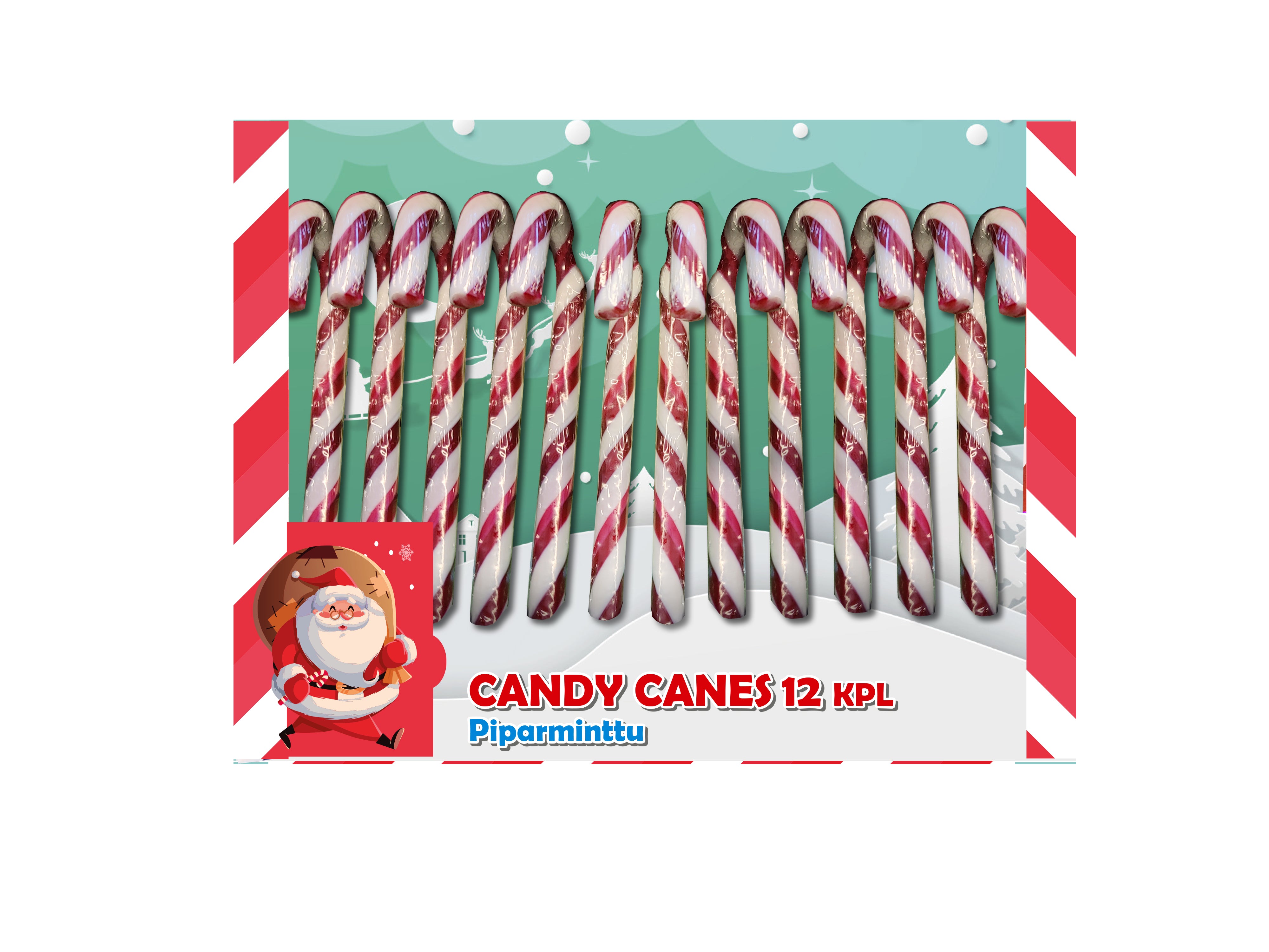 Prix Candy Canes karkkikeppi kova piparminttumakeinen 12 kpl / rasia 144g