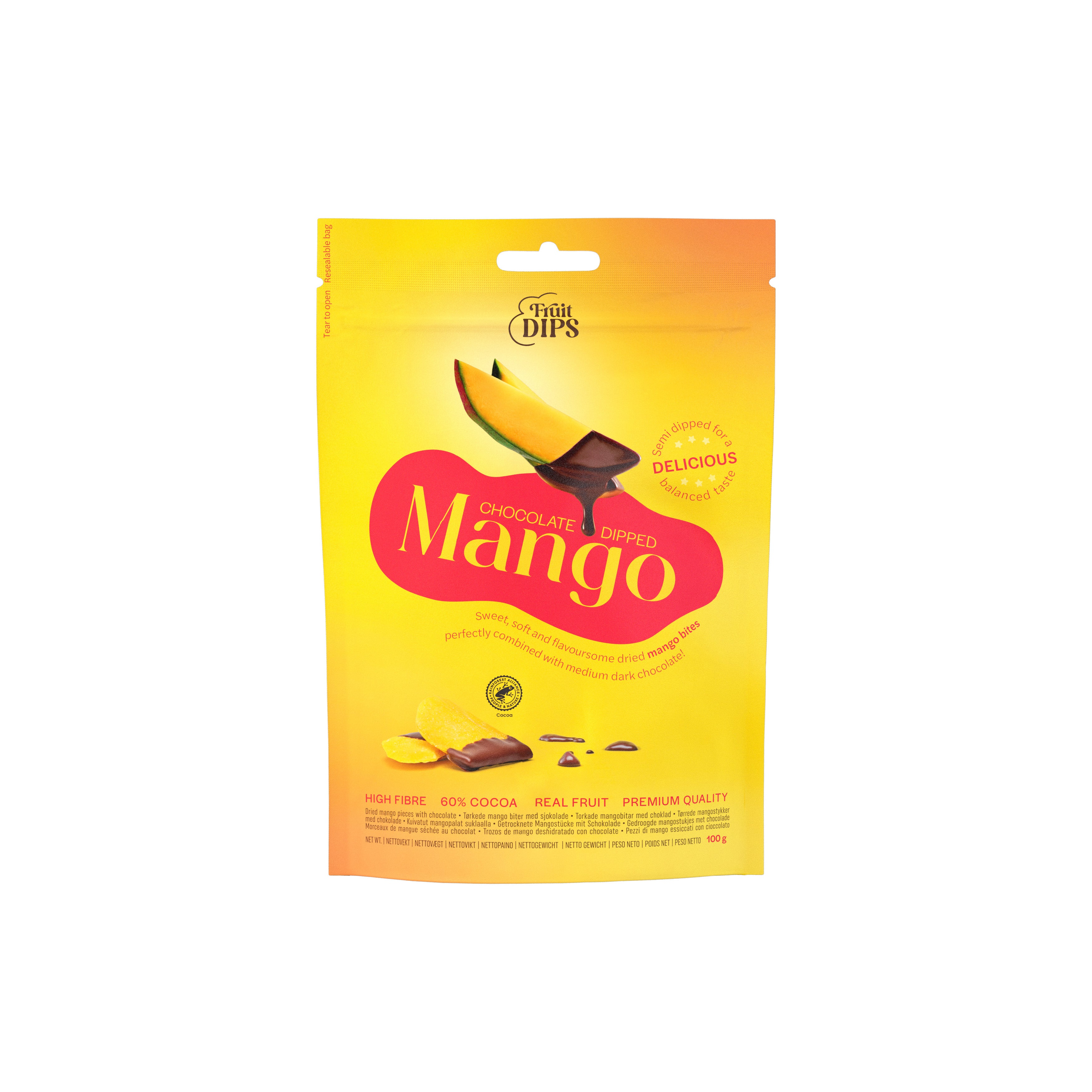 Fruit Dips Kuivatut mangopalat suklaalla 100g