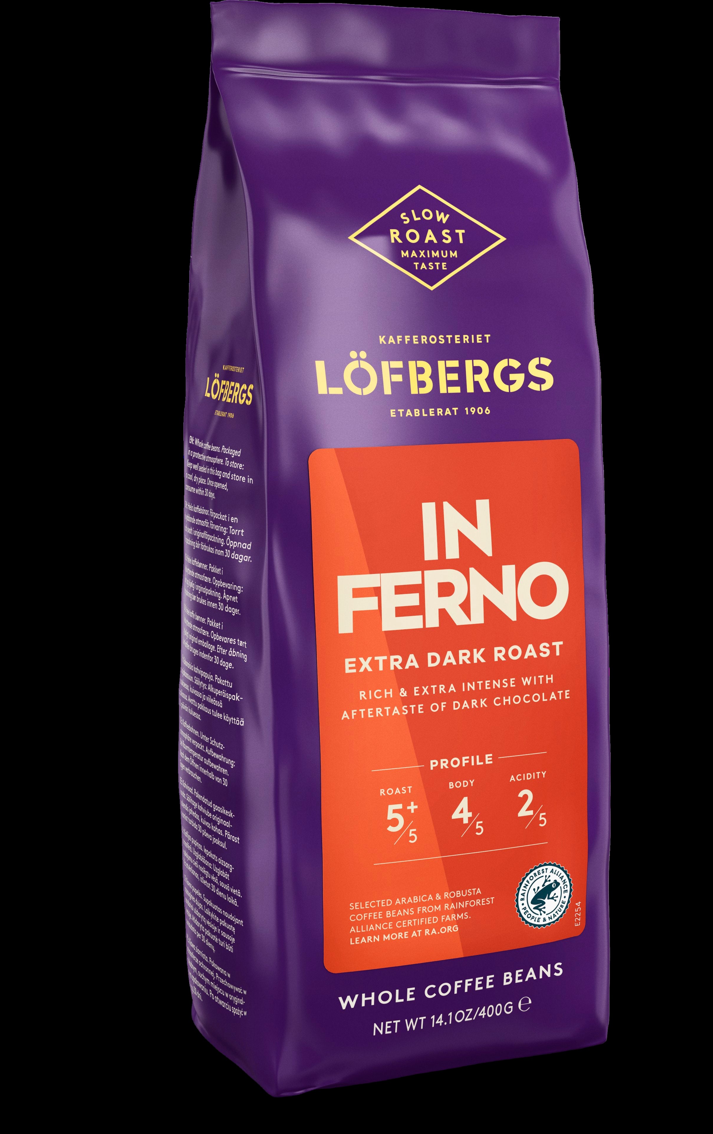 Löfbergs Inferno Extra Mörk Papukahvi 400 g Rainforest Alliance