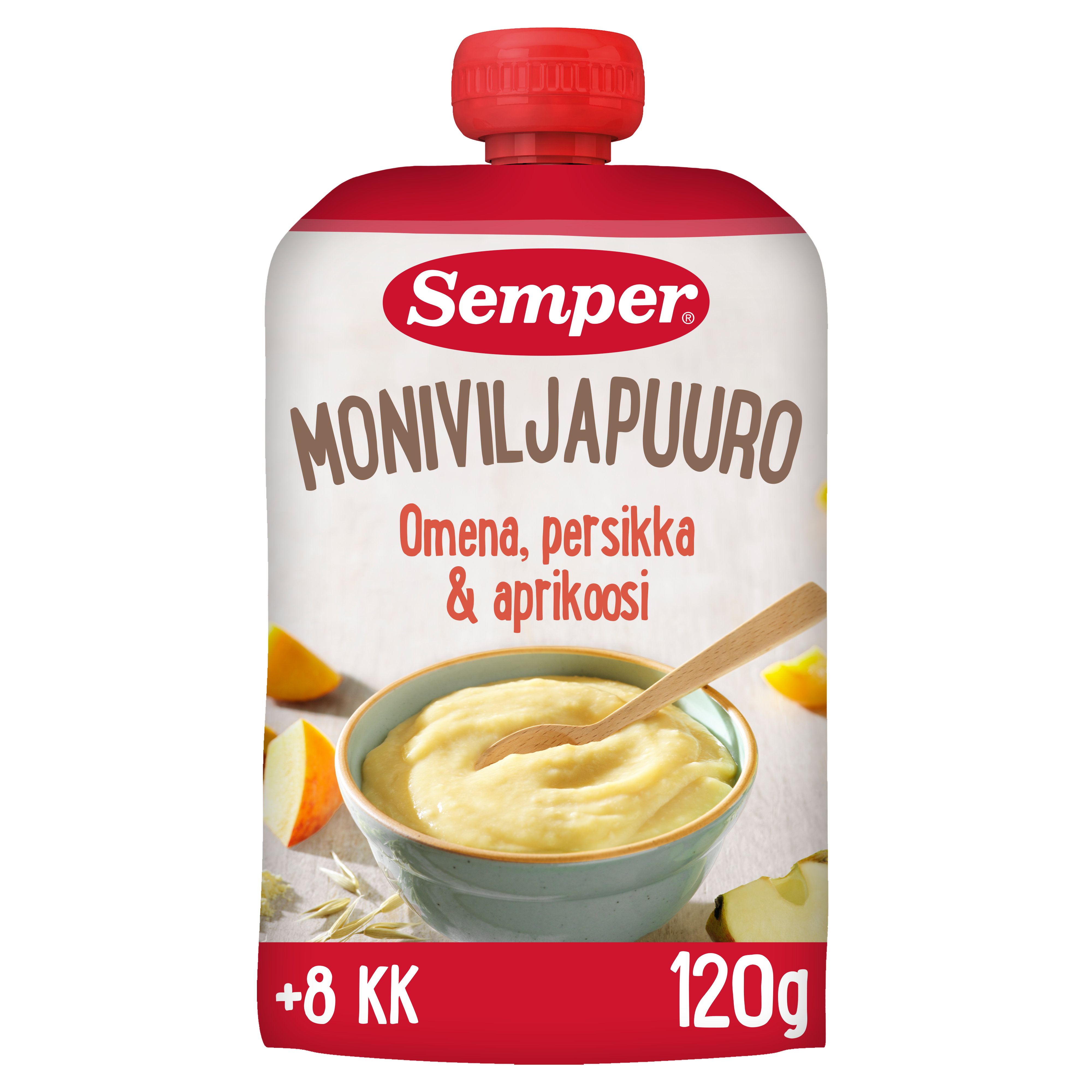 Semper Moniviljapuuro Omena persikka & aprikoosi 8kk käyttövalmis lastenpuuro 120g