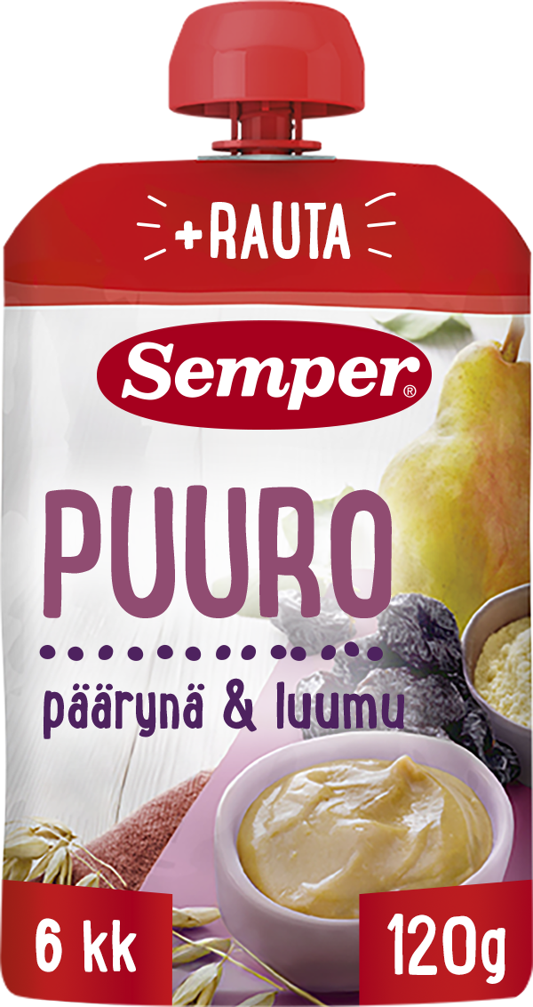 Semper Puuro Päärynä & luumu 6kk käyttövalmis lastenpuuro 120g