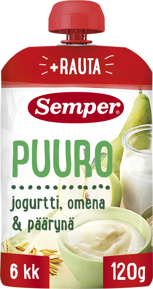 Semper Puuro Jogurtti omena & päärynä 6kk käyttövalmis lastenpuuro 120g
