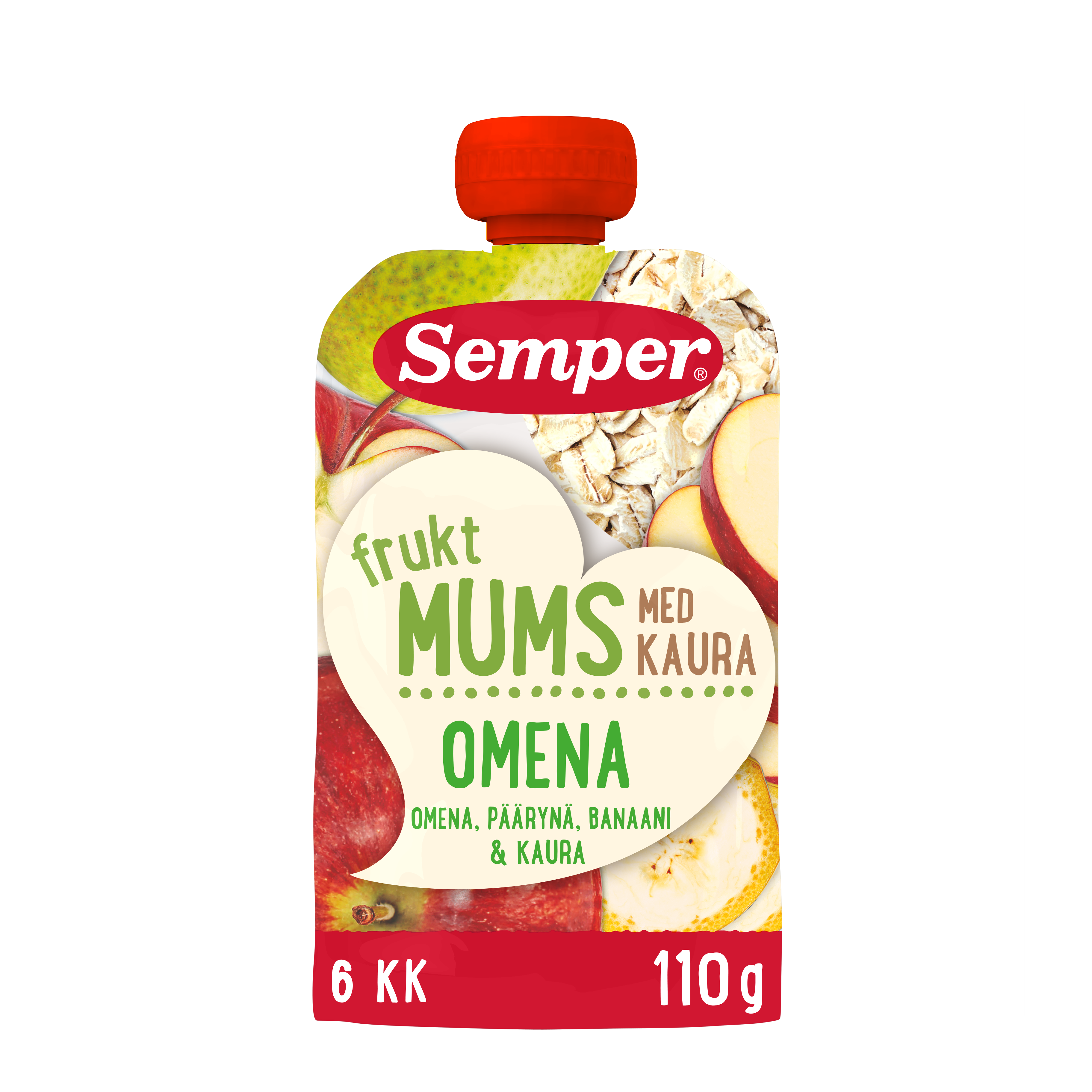 Semper Fruktmums Omena ja kaura 6kk hedelmäsose 110g
