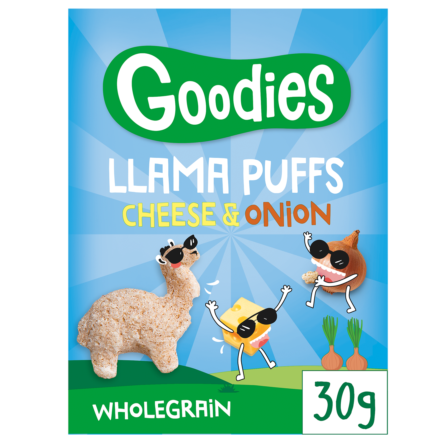 Goodies Llama Puffs Cheese & Onion täysjyvävehnä-maissinaksu 30g