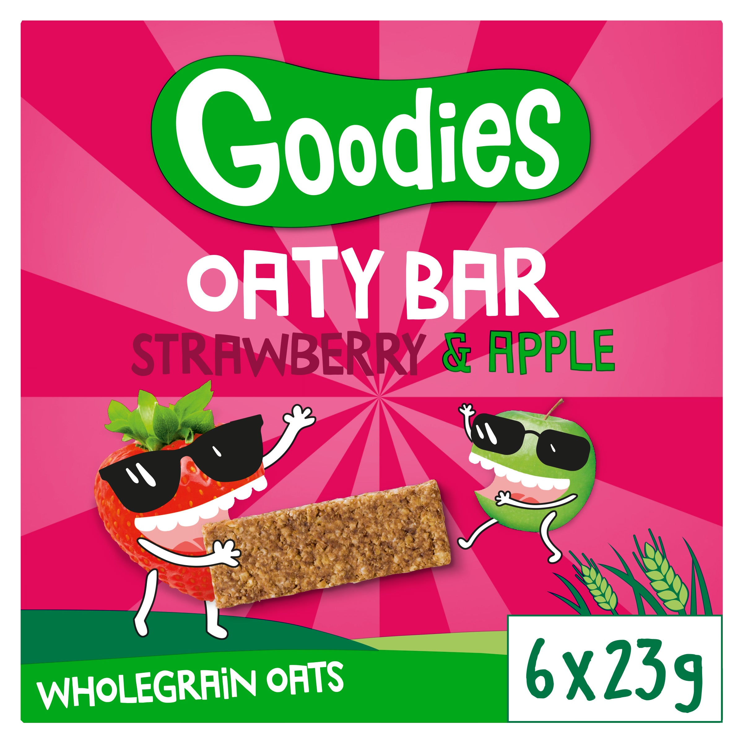 Goodies Oaty Bars Strawberry & Apple täysjyväkaurapatukka 6 pack 138g (6x23g)