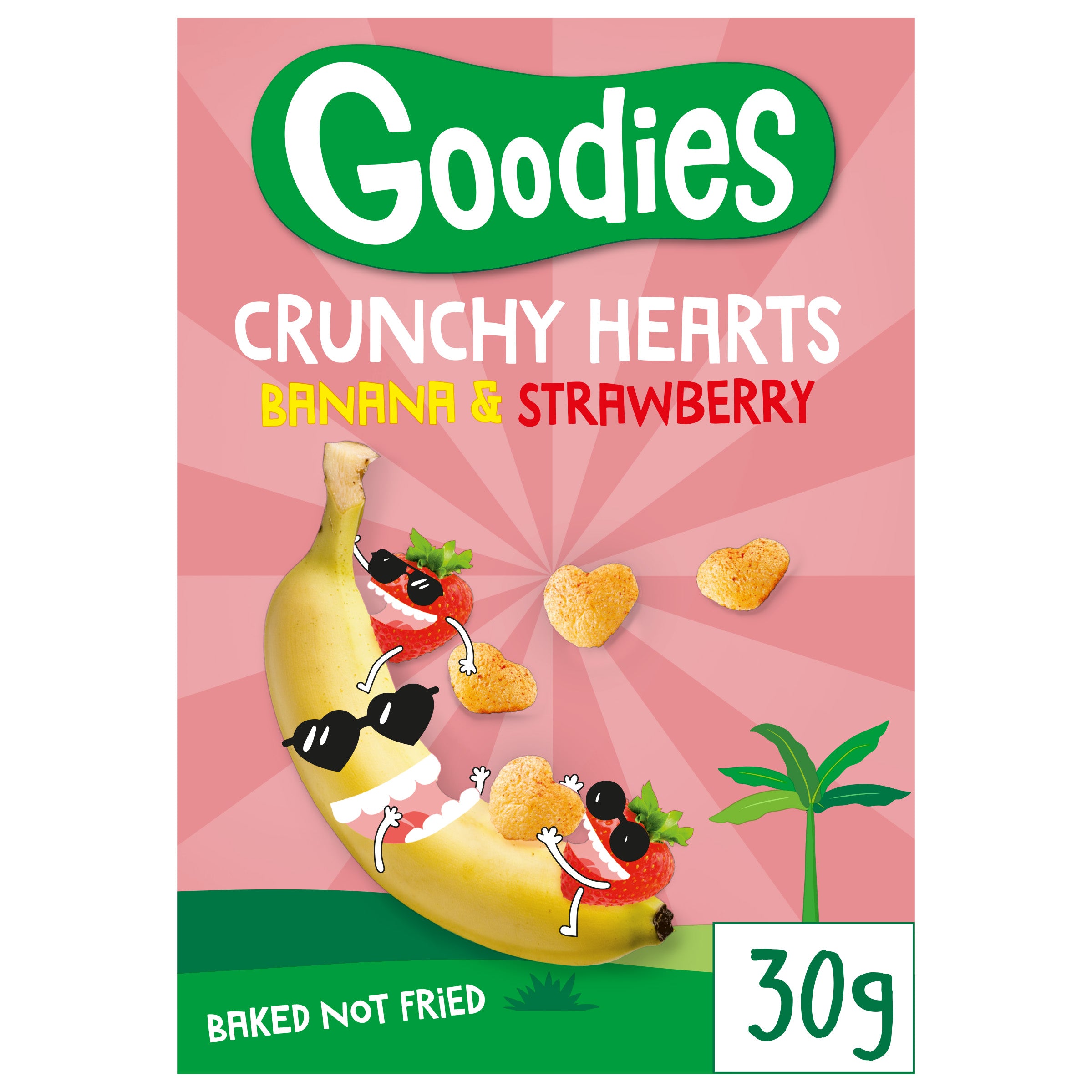 Goodies Crunchy Hearts Banana & Strawberry banaani-mansikka maissinaksu 30g