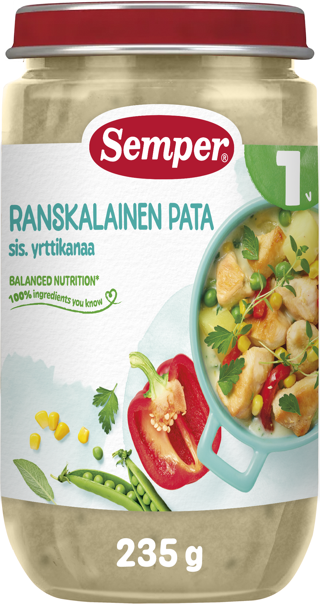 Semper Ranskalainen pata sis. yrttikanaa 1v ateria 235g