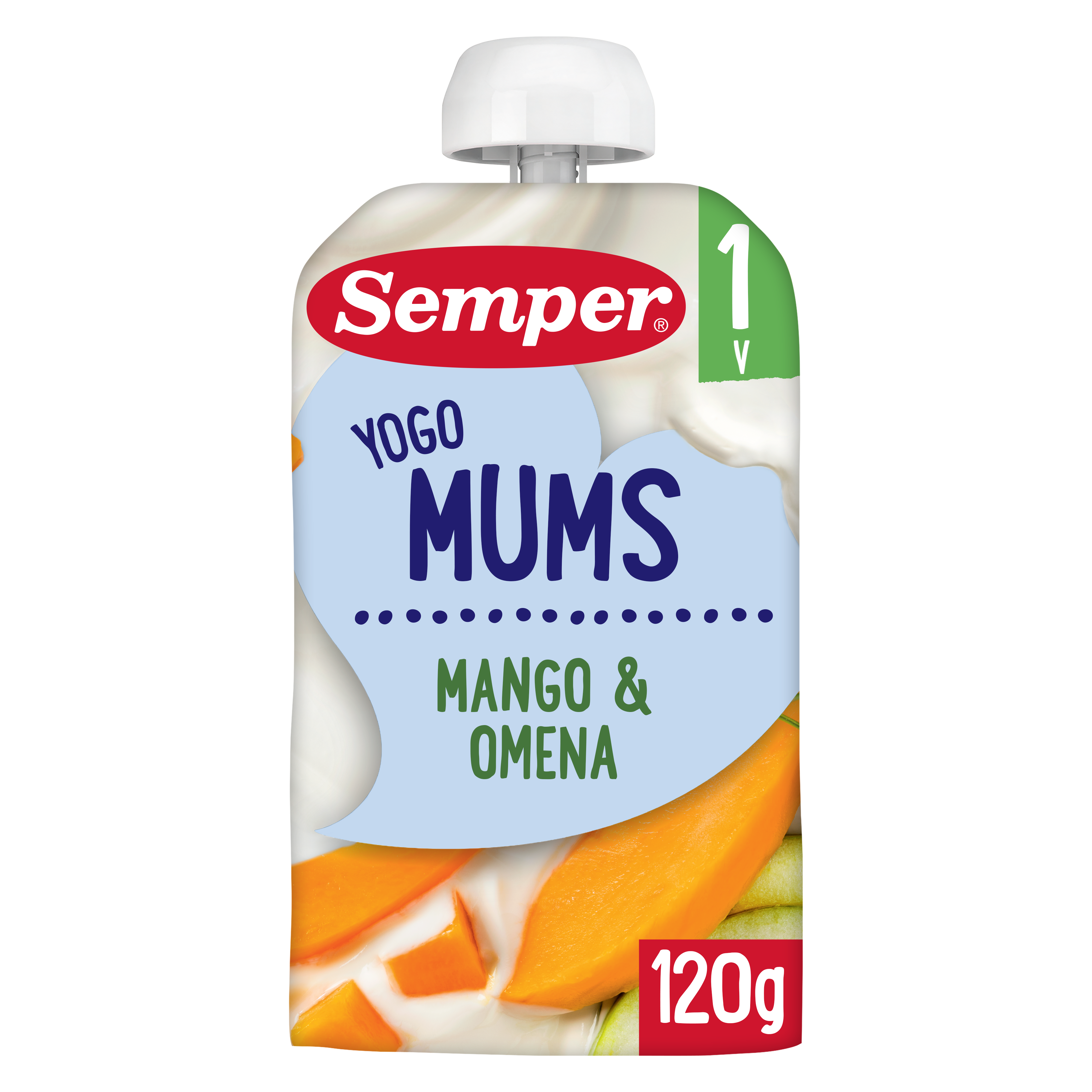 Semper Yogomums Mango Omena 12kk jogurtti hedelmäsose 120g