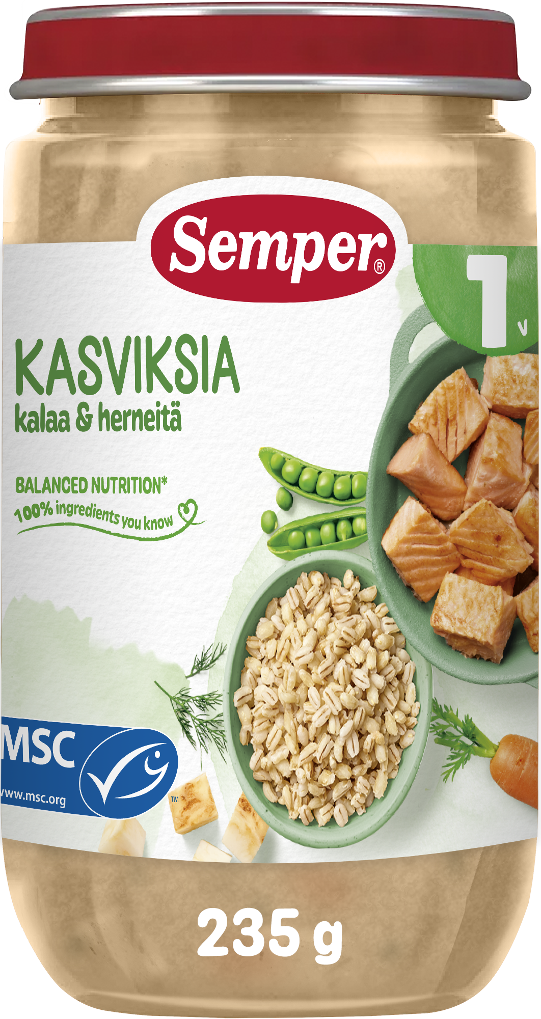 Semper Kasviksia, kalaa & herneitä 1v lastenateria 235g
