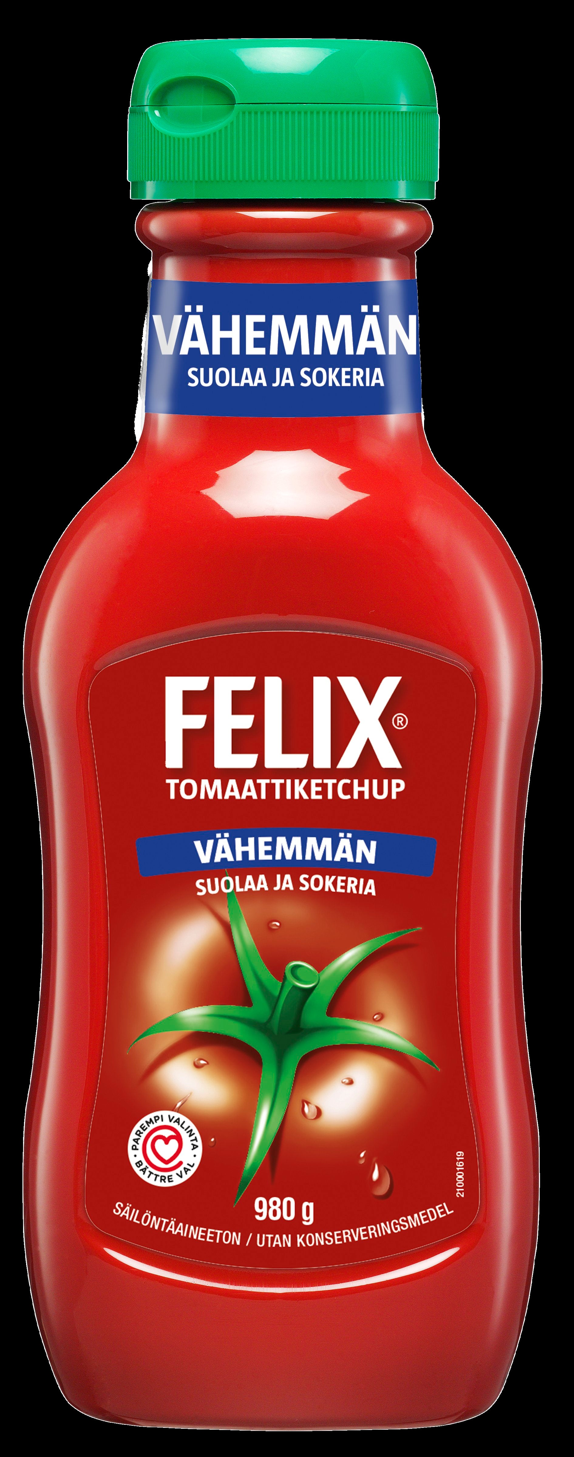 Felix vahemmän suolaa et sokeria ketsuppi 980g