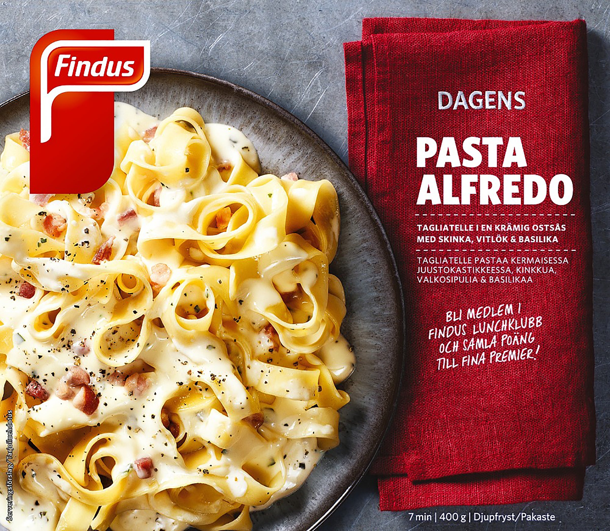Findus Dagens Pasta Alfredo 400g, pakaste