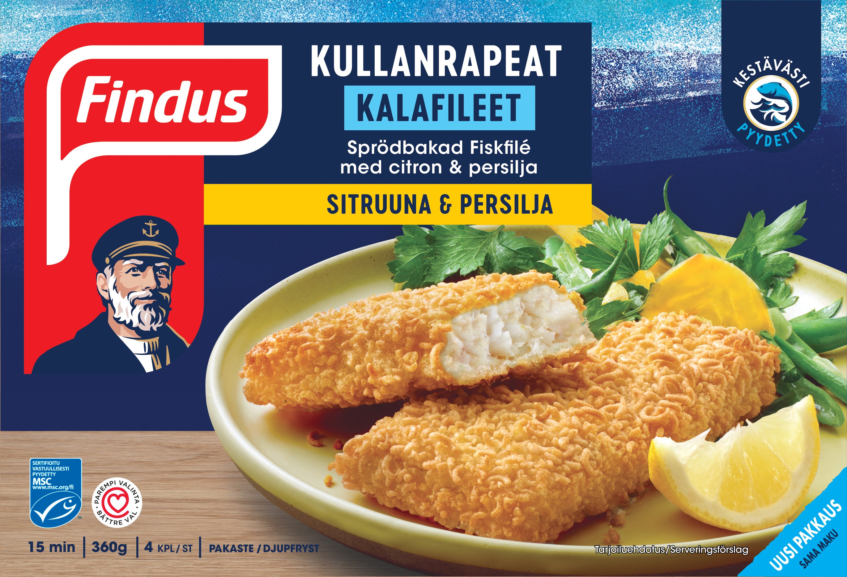 Findus Kullanrapeat kalafileet, Sitruuna & persilja MSC 360g, pakaste