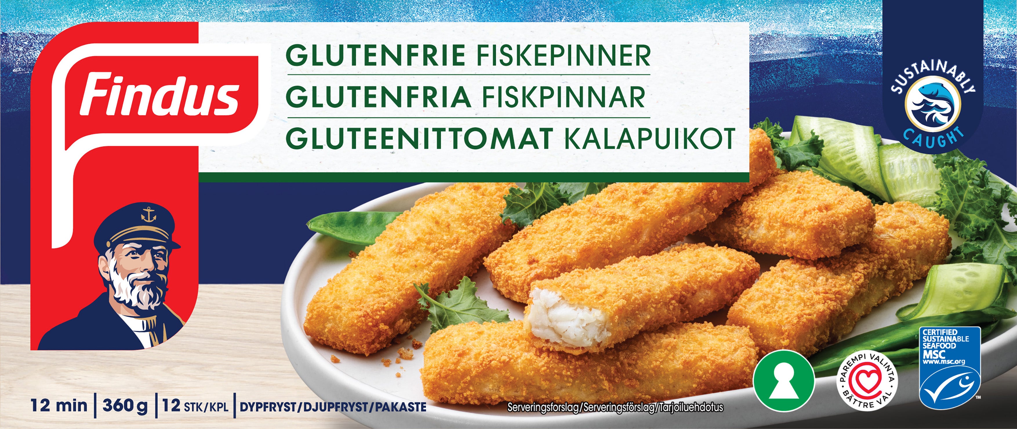 Findus Gluteenittomat kalapuikot MSC 360g, pakaste