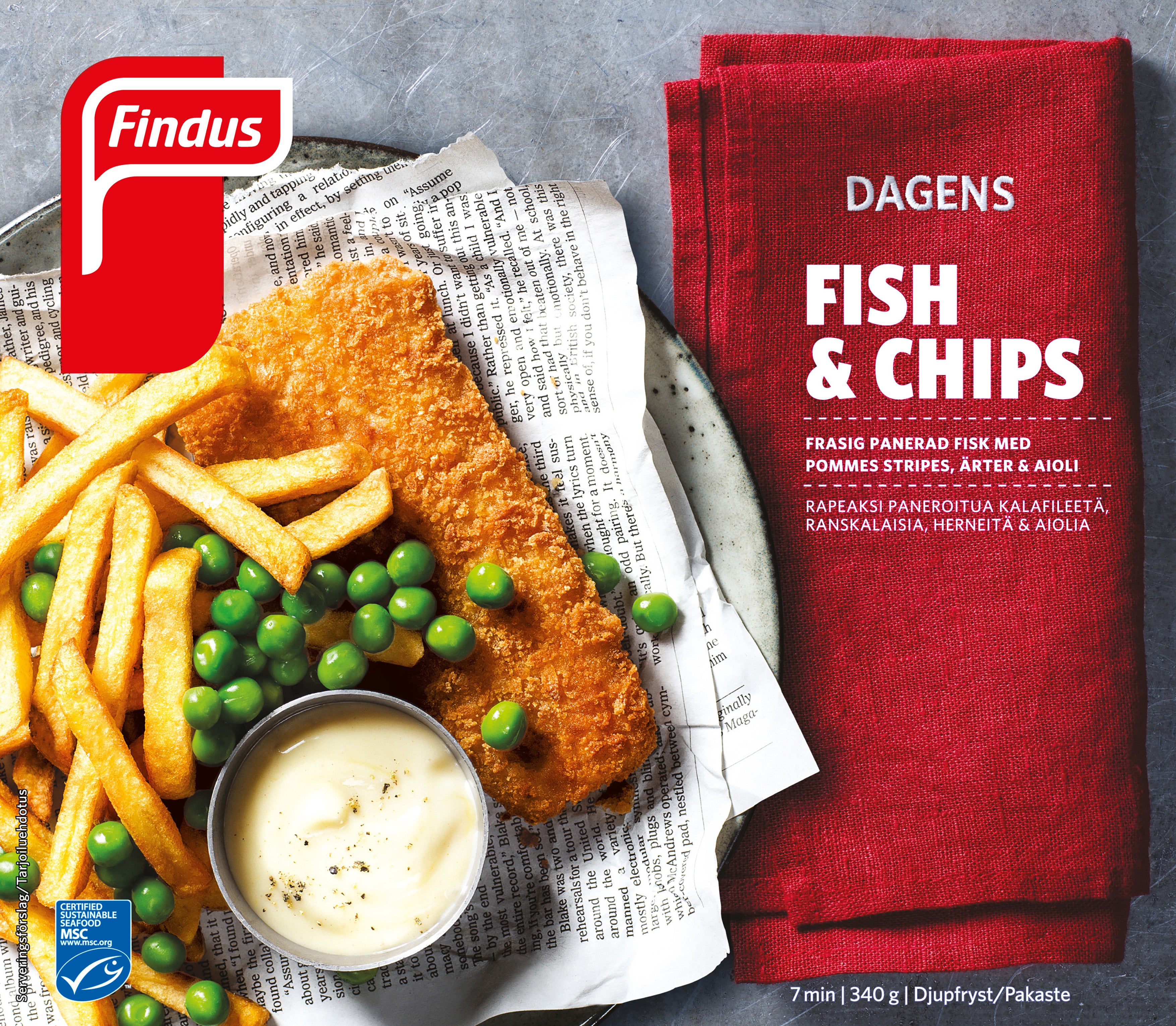 Findus Dagens Fish & Chips MSC 340g, pakaste