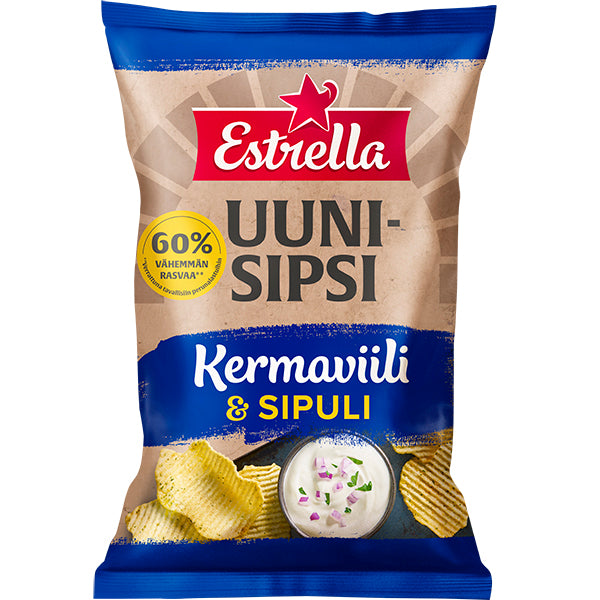 Estrella Uunisipsi kermaviili & sipuli sipsi 125g