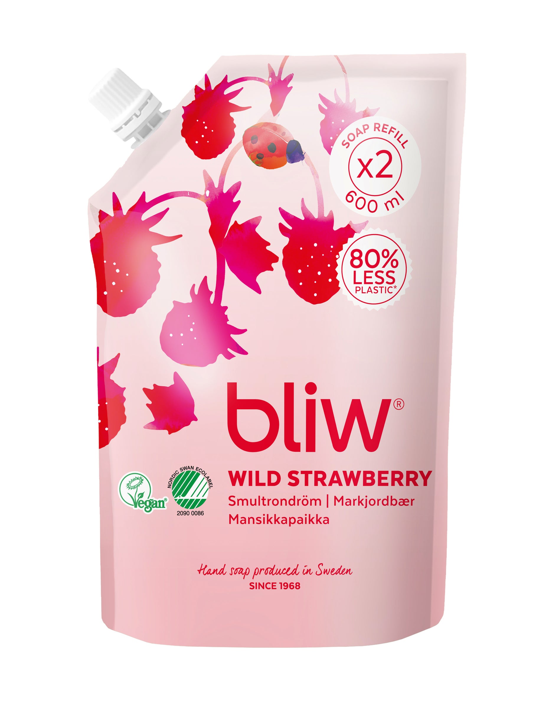 Bliw nestesaippua 600ml Mansikka täyttöp