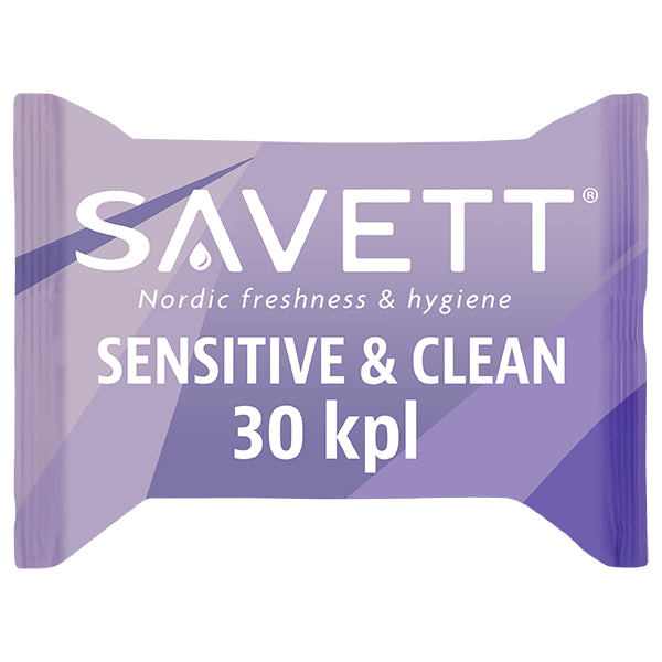 Savett Sensitive & Clean uudelleensuljettava kosteuspyyhe 30kpl