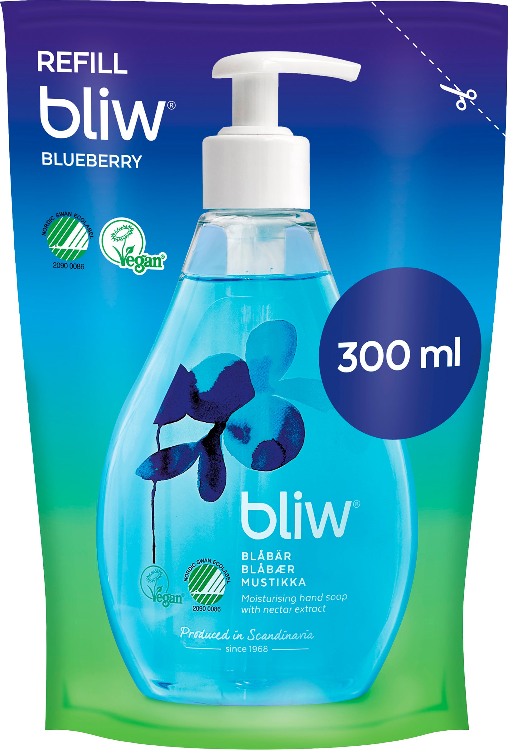 Bliw nestesaippua 300ml Mustikka täyttöp