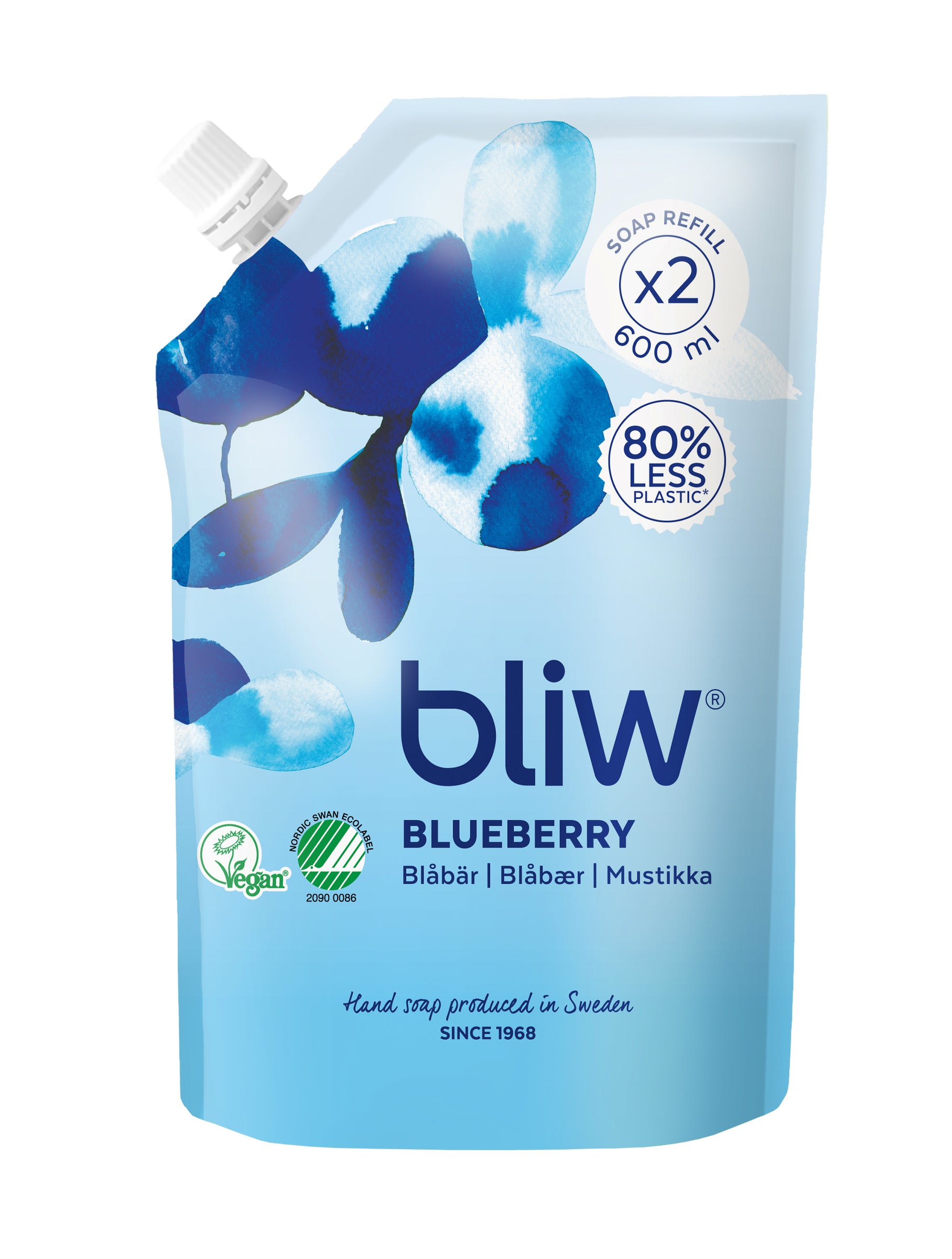 Bliw nestesaippua 600ml Mustikka täyttöp