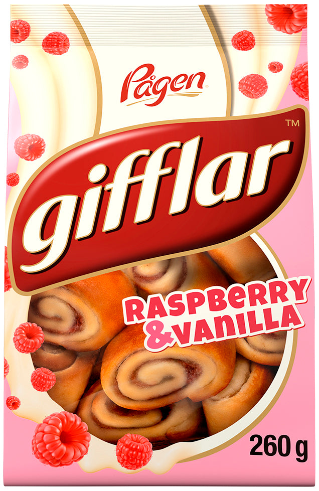 Pågen Gifflar Raspberry & Vanilla pienet vehnäpullat vadelma-vaniljatäytteellä 260g