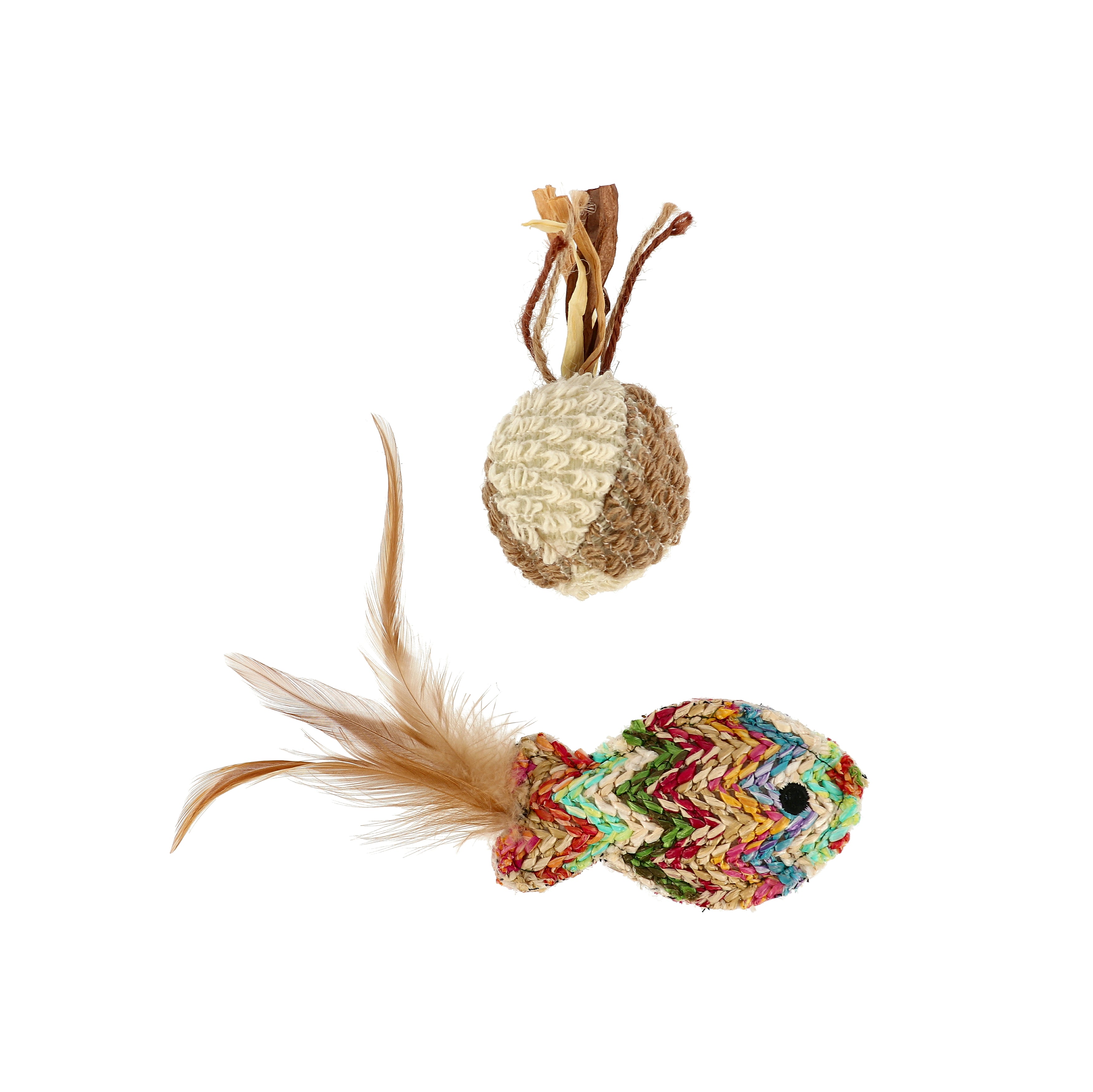 Dogman Lelu Natural kala ja pallo Monivärinen kissalle 16cm