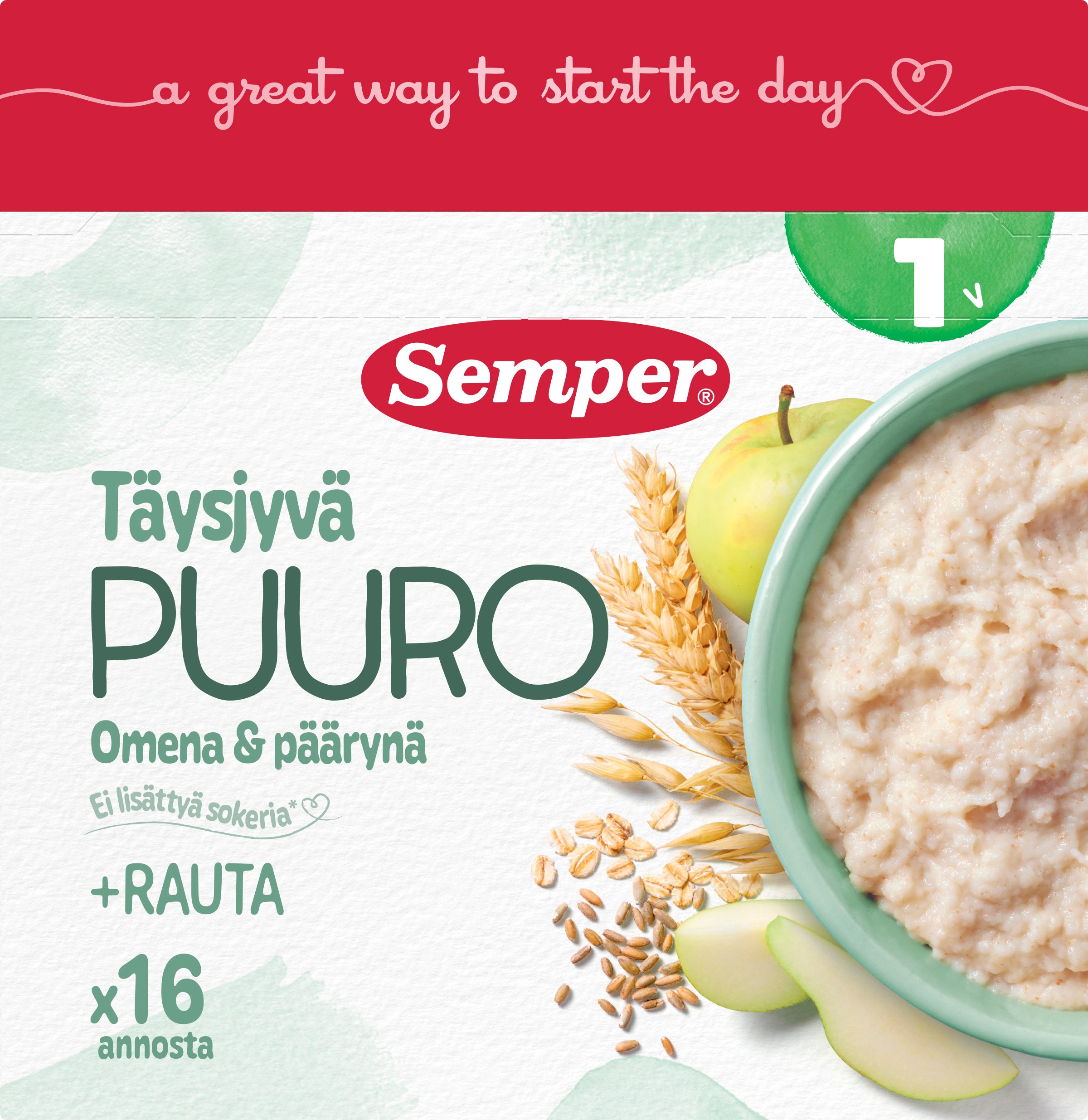 Semper Täysjyväpuuro Päärynä & omena 1v puurojauhe 530g