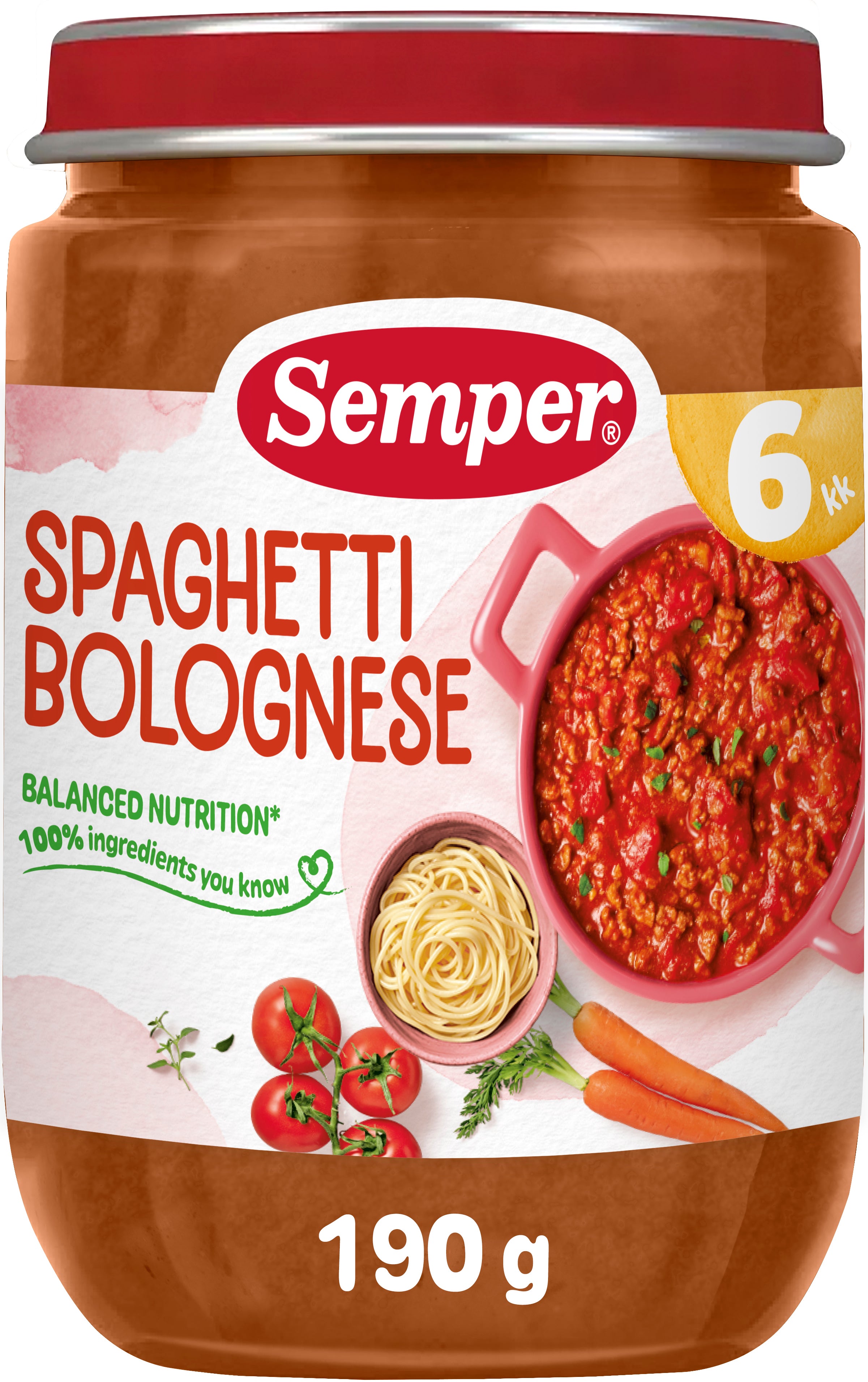 Semper Spaghetti Bolognese 6kk lastenateria 190g