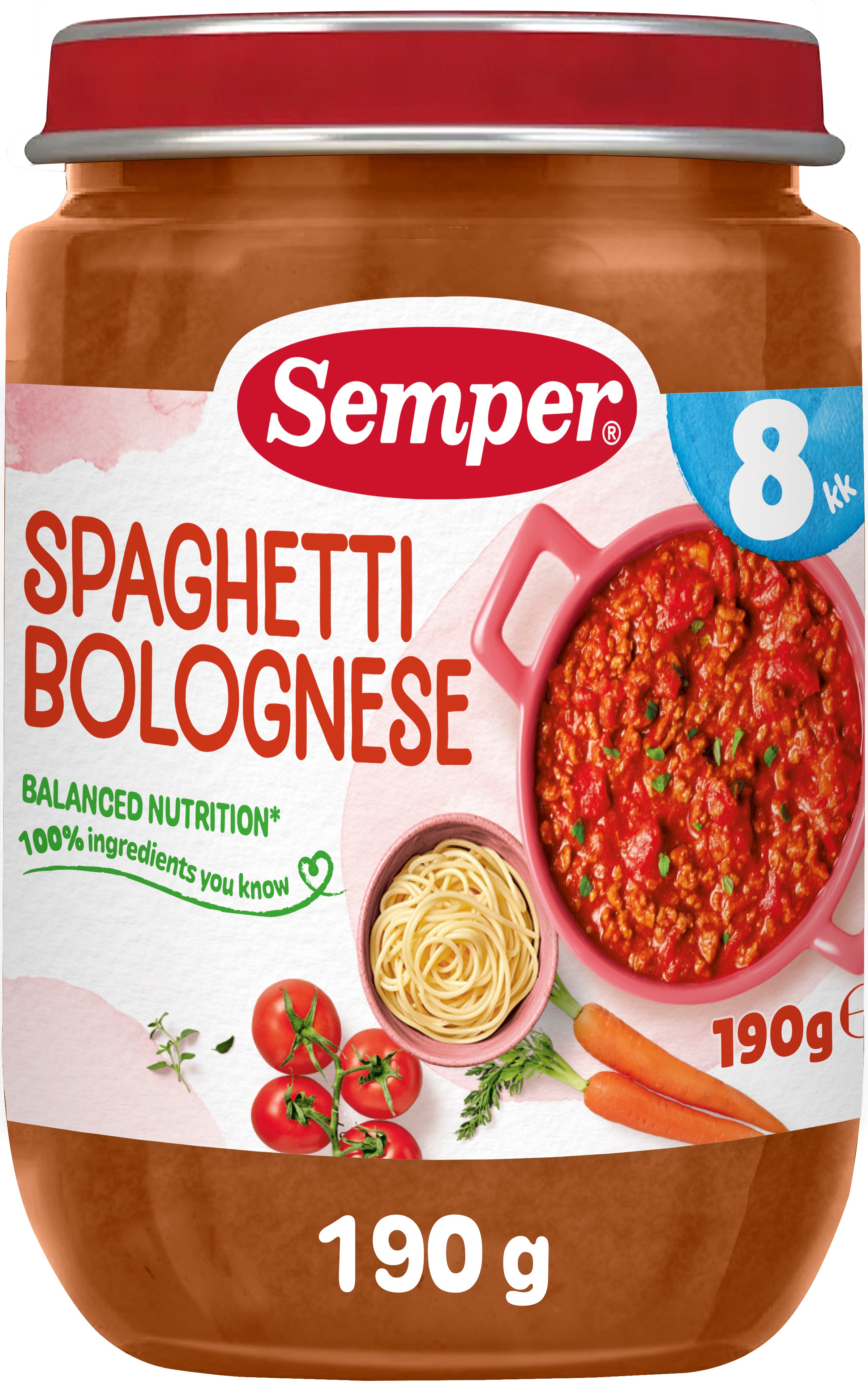 Semper Spagettia Bolognese 8kk lastenateria 190g