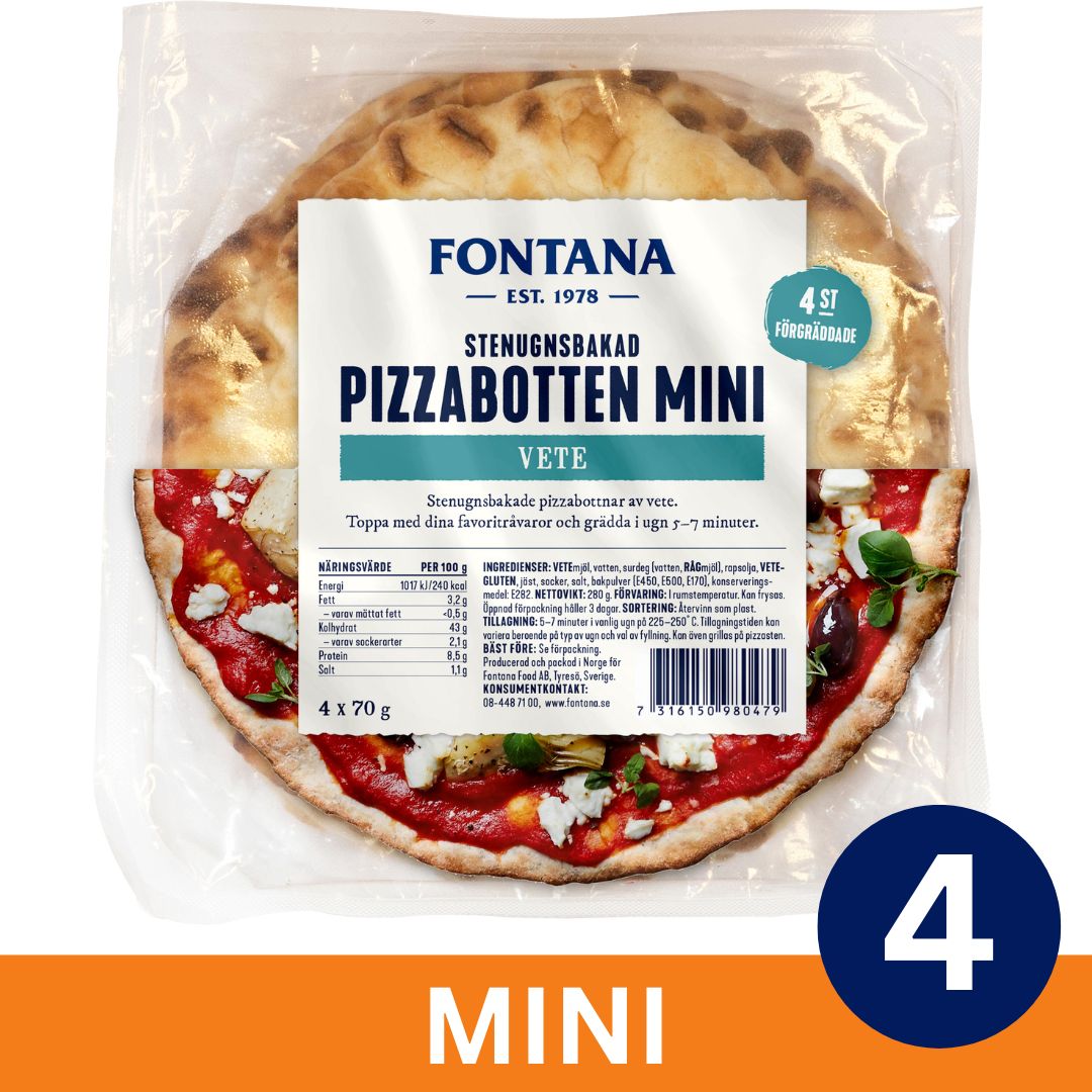 Fontana Kiviuunipaistettu Pizzapohja Mini 4 x 70g