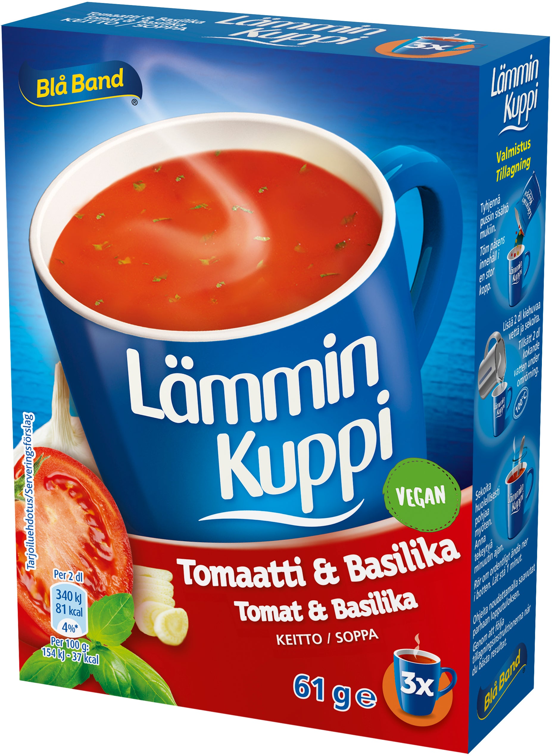 Blå Band Lämmin Kuppi Tomaatti-basilika