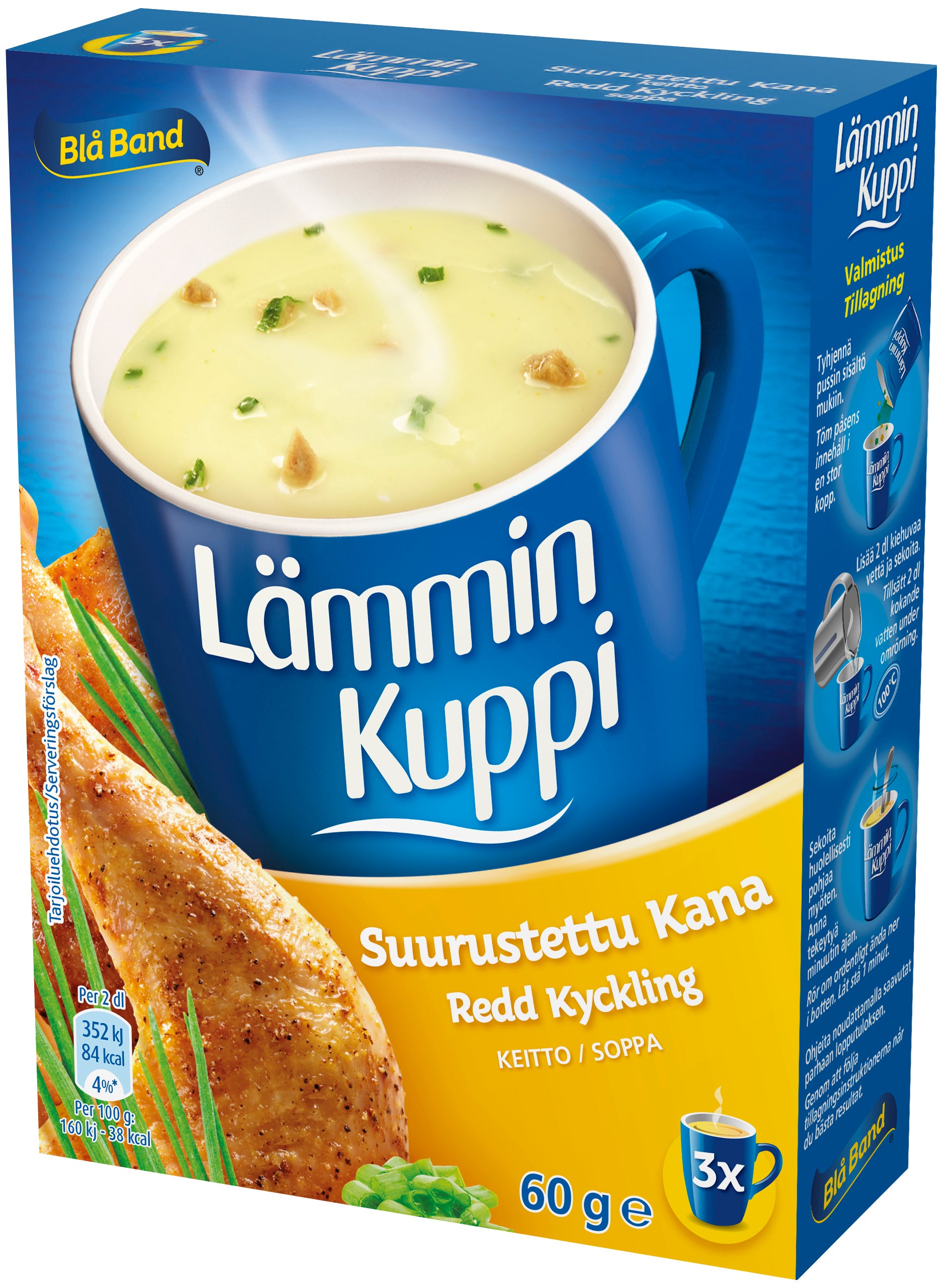 Blå Band Lämmin Kuppi  Suurustettu Kanakeitto 3x20g