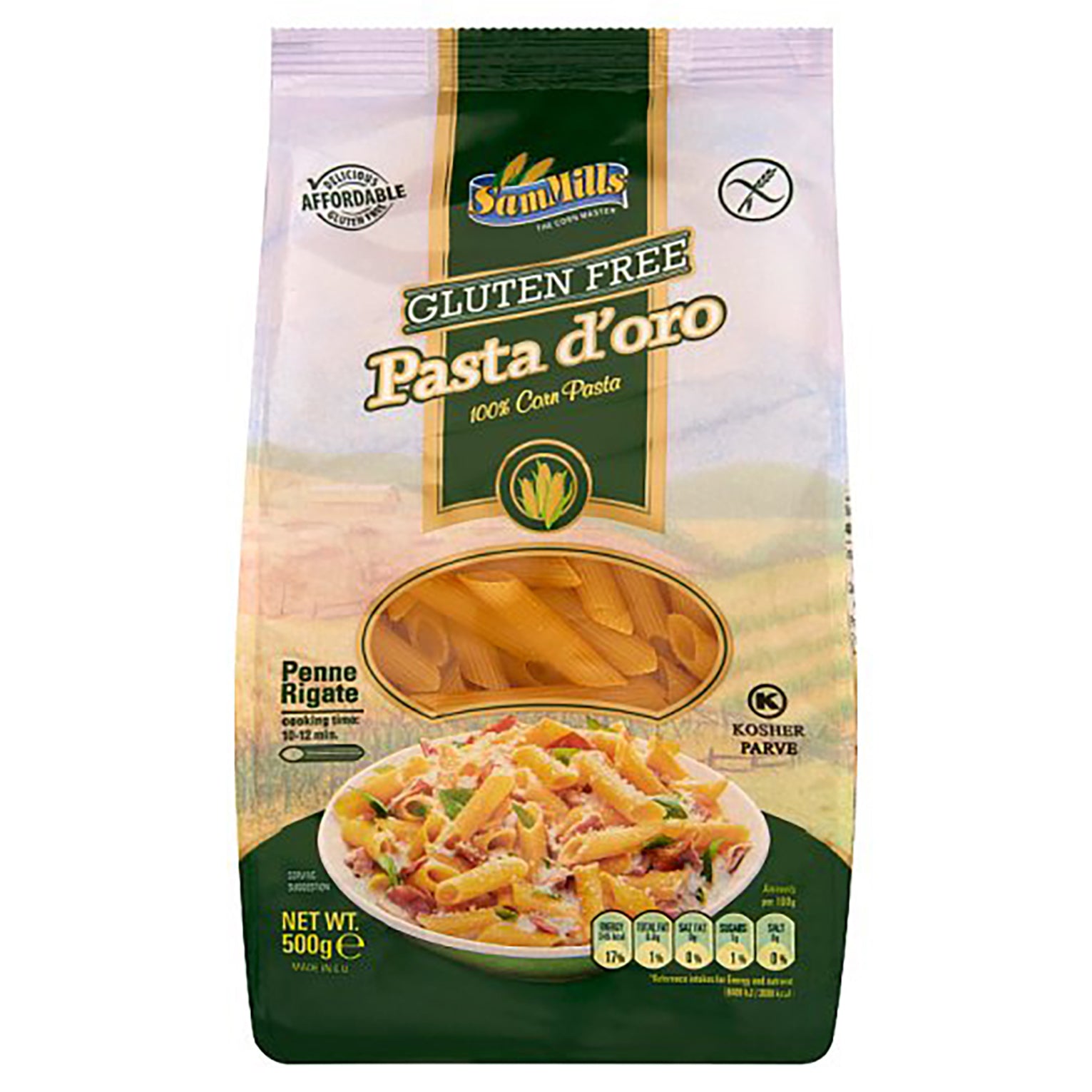 SamMills Pasta D'oro 500g Penne luontaisesti gluteenitonpasta