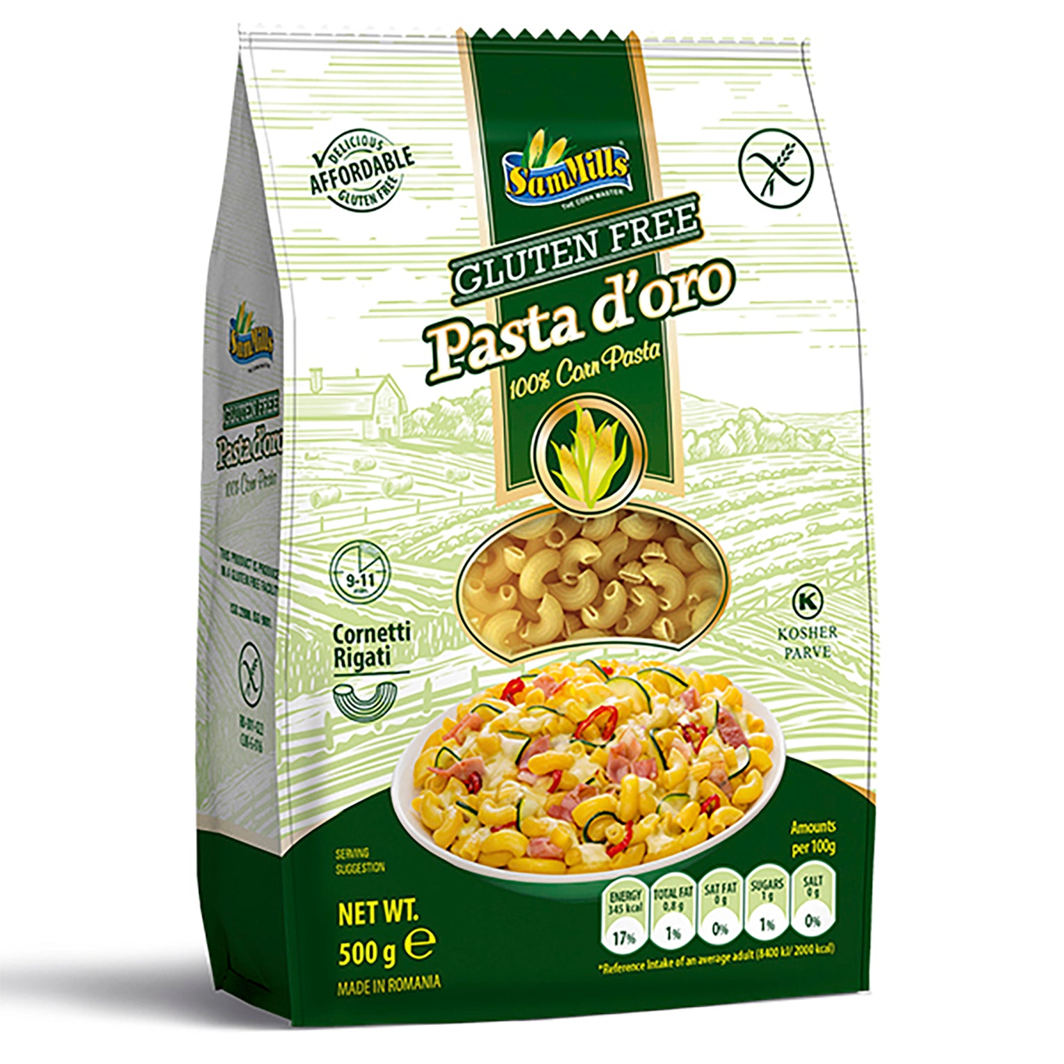 SamMills Pasta d'oro 500g Makaroner luontaisesti gluteeniton pasta