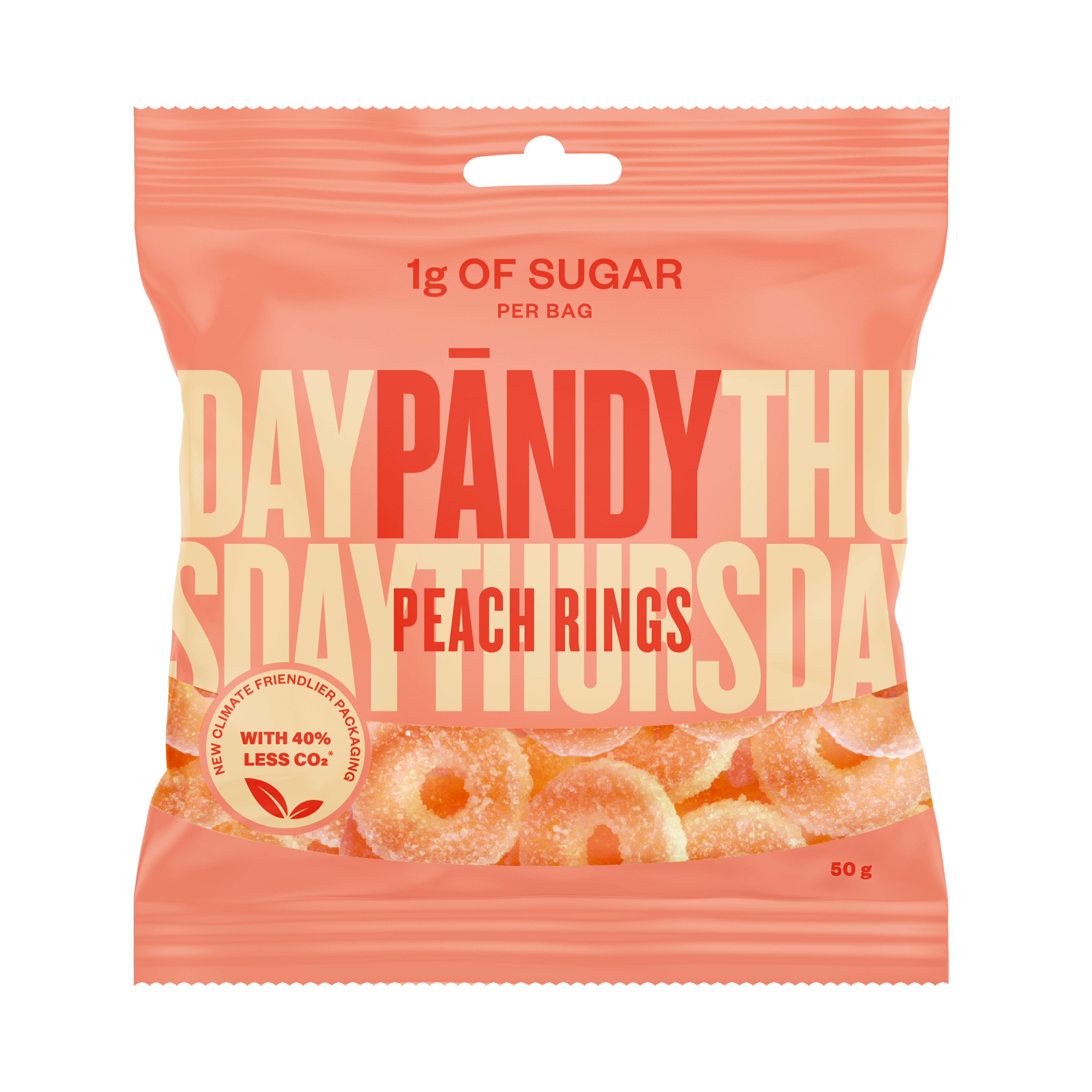 Pändy Peach Rings makeispussi 50g