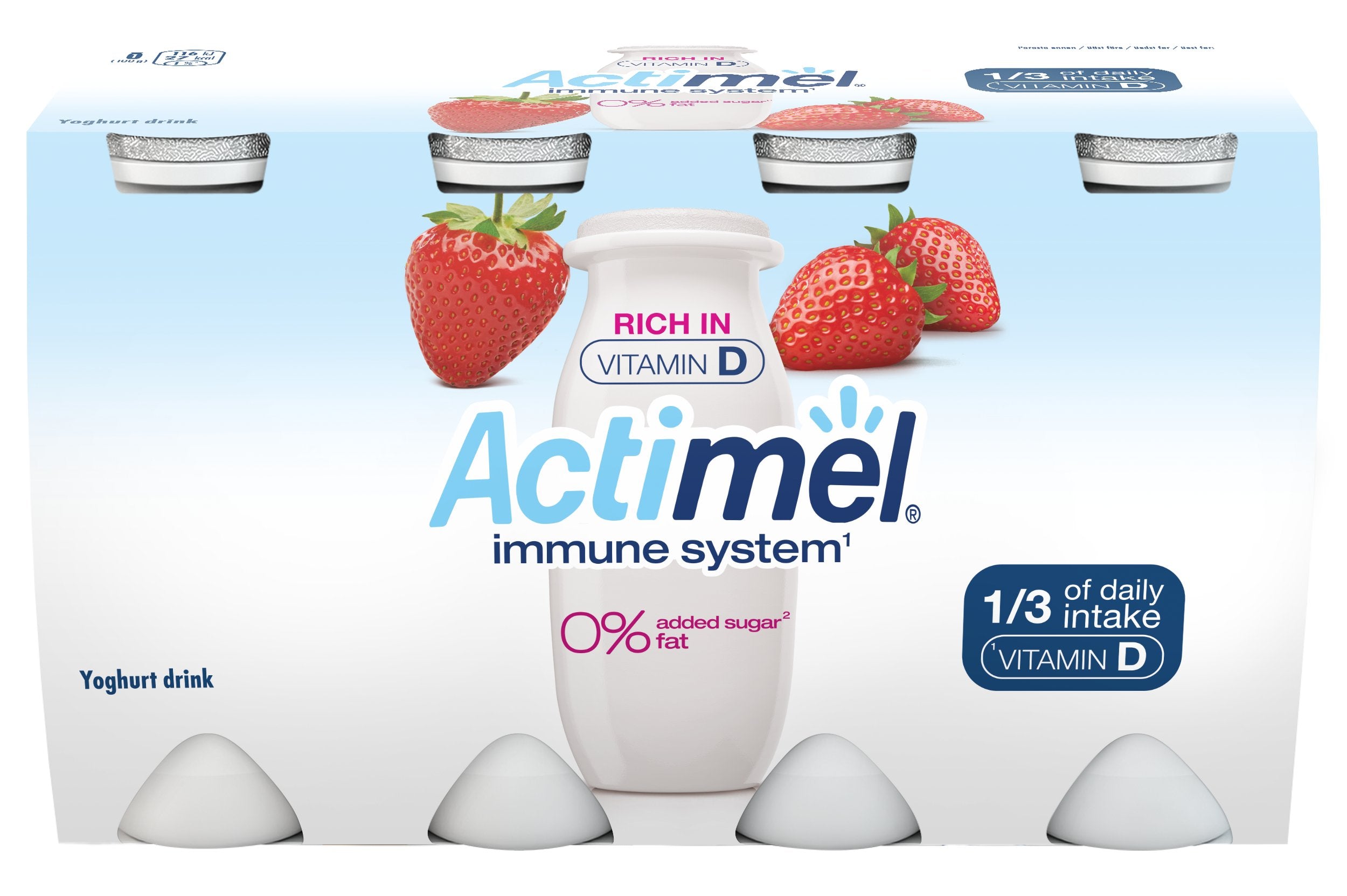 Danone Actimel mansikka jogurttijuoma ei lisättyä sokeria 8x100g