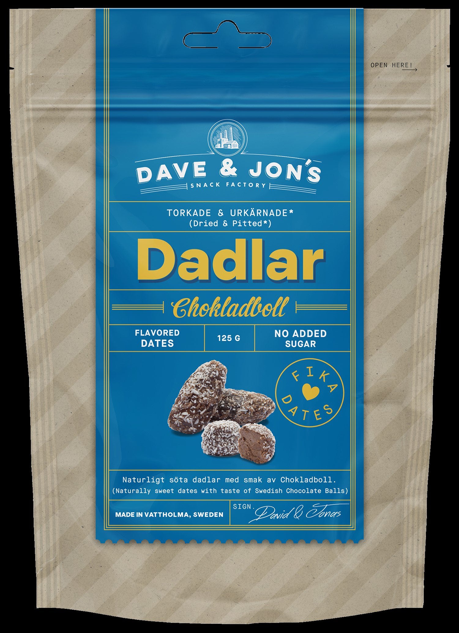 Dave & Jon's Suklaapallo makuisia Kivettömiä Taateleita 125g