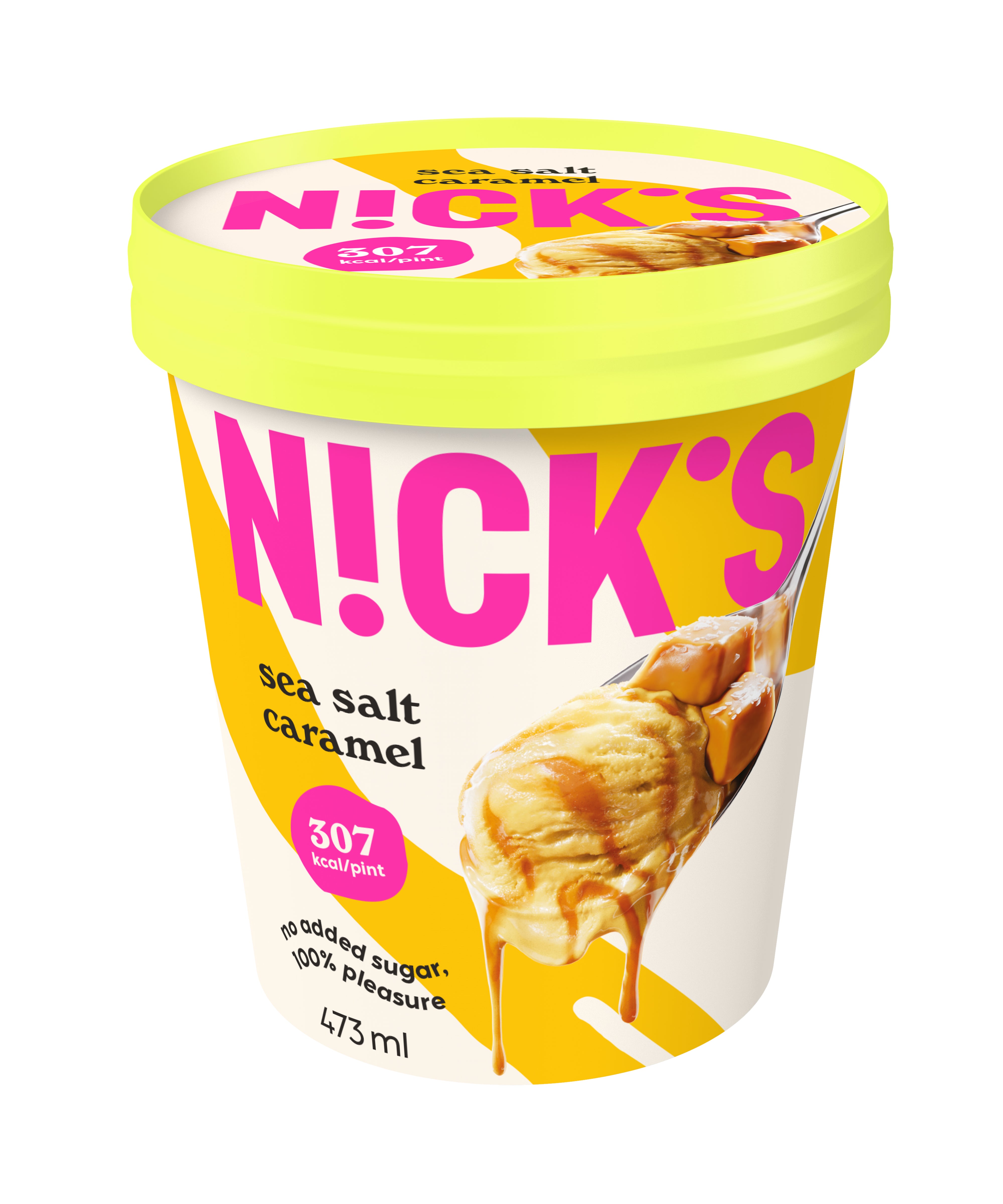 Nick's Sea salt caramel Kinuskijäätelöä ja suolaista kinuskikastiketta 473ml