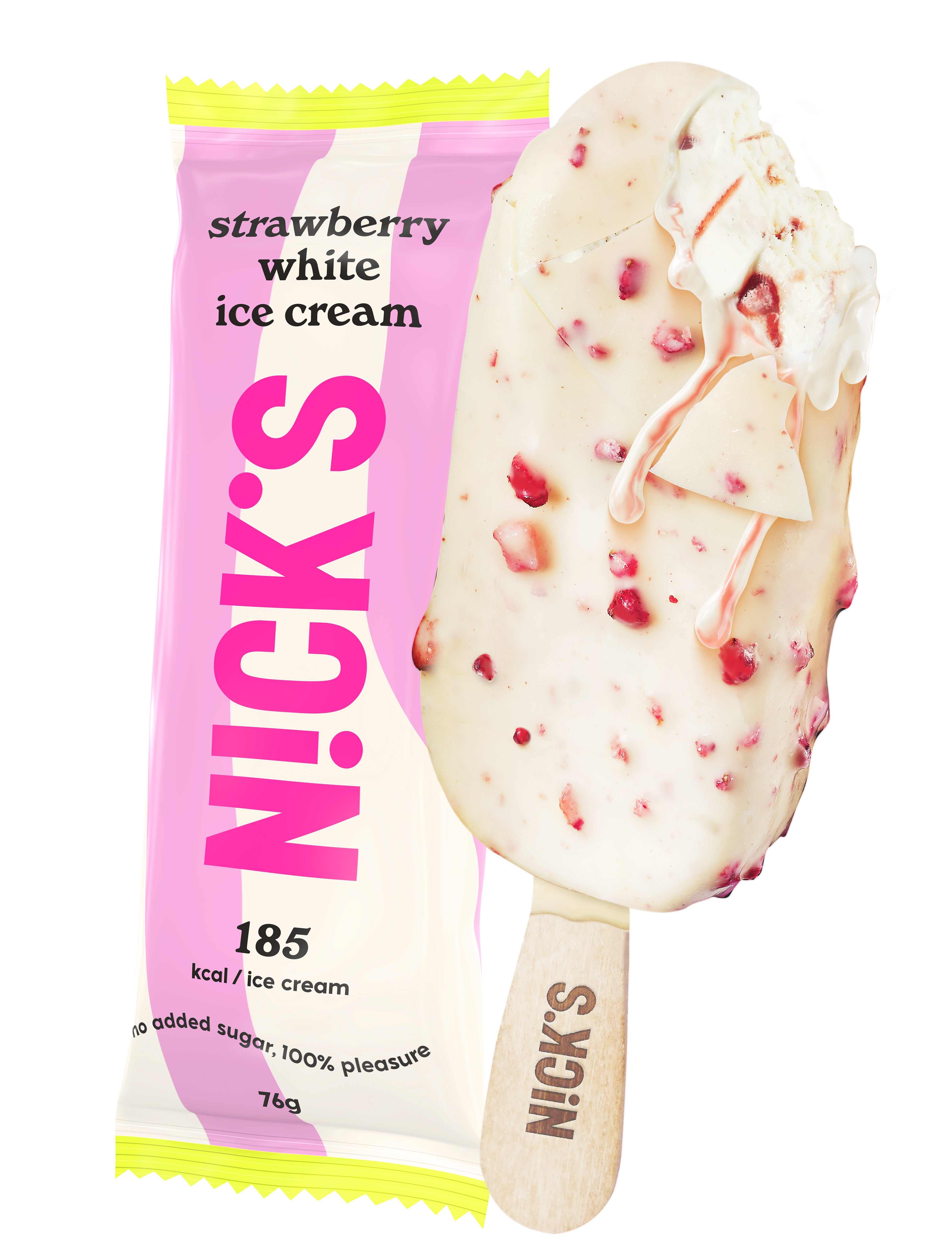 Nick's strawberry white jäätelö 76g