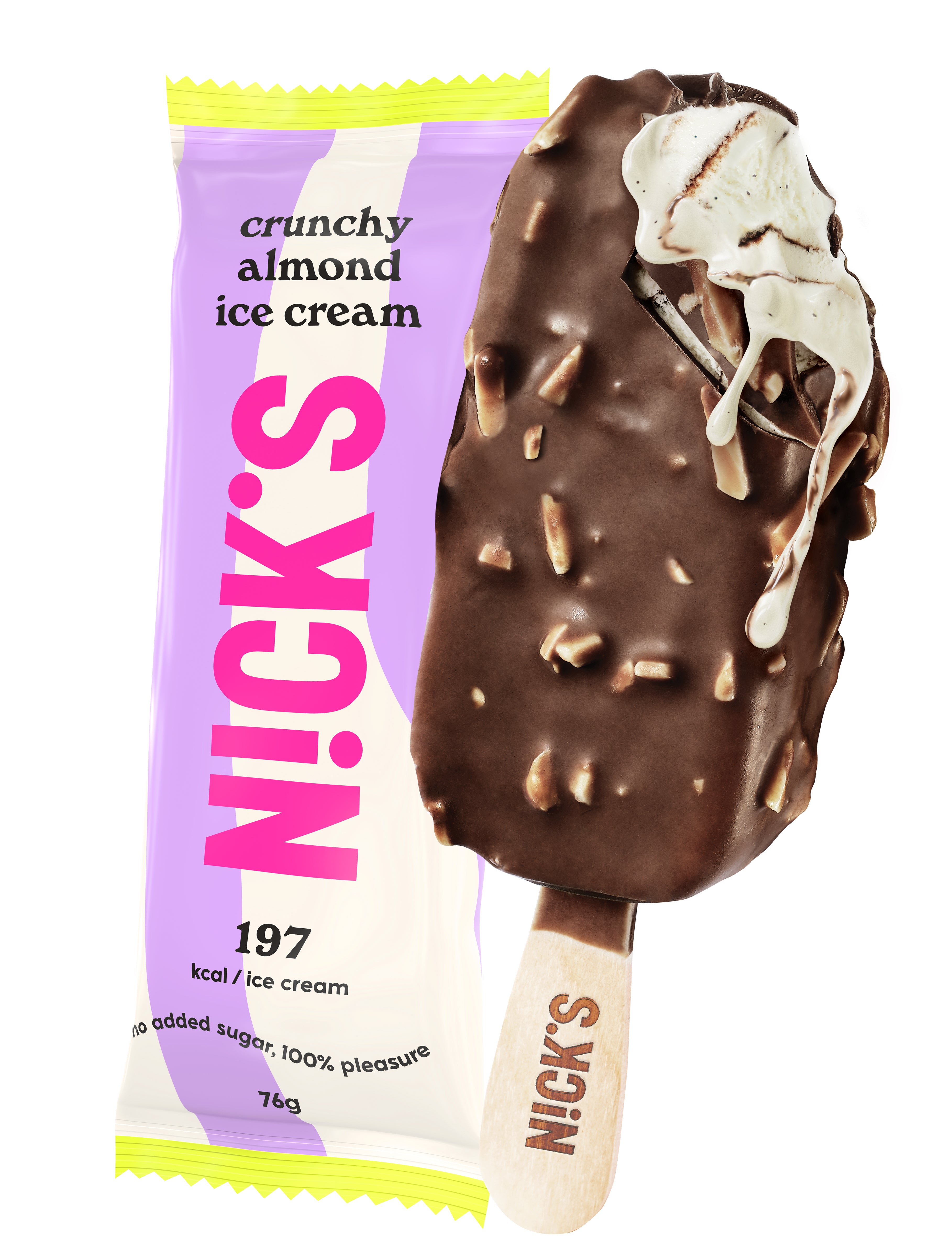 Nick's crunchy almond jäätelö 76g