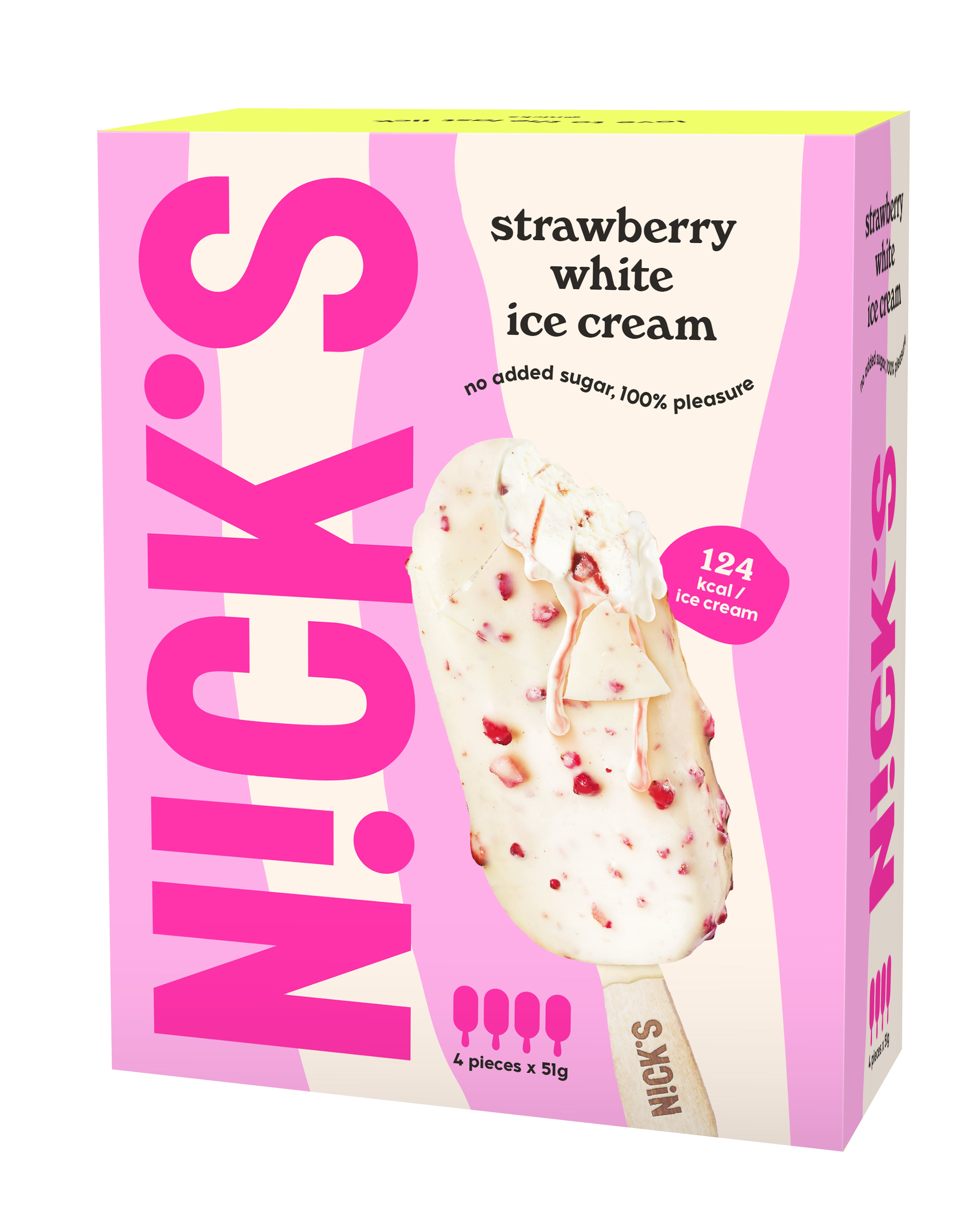 Nick's Strawberry white jäätelö 60 ml 4-pack