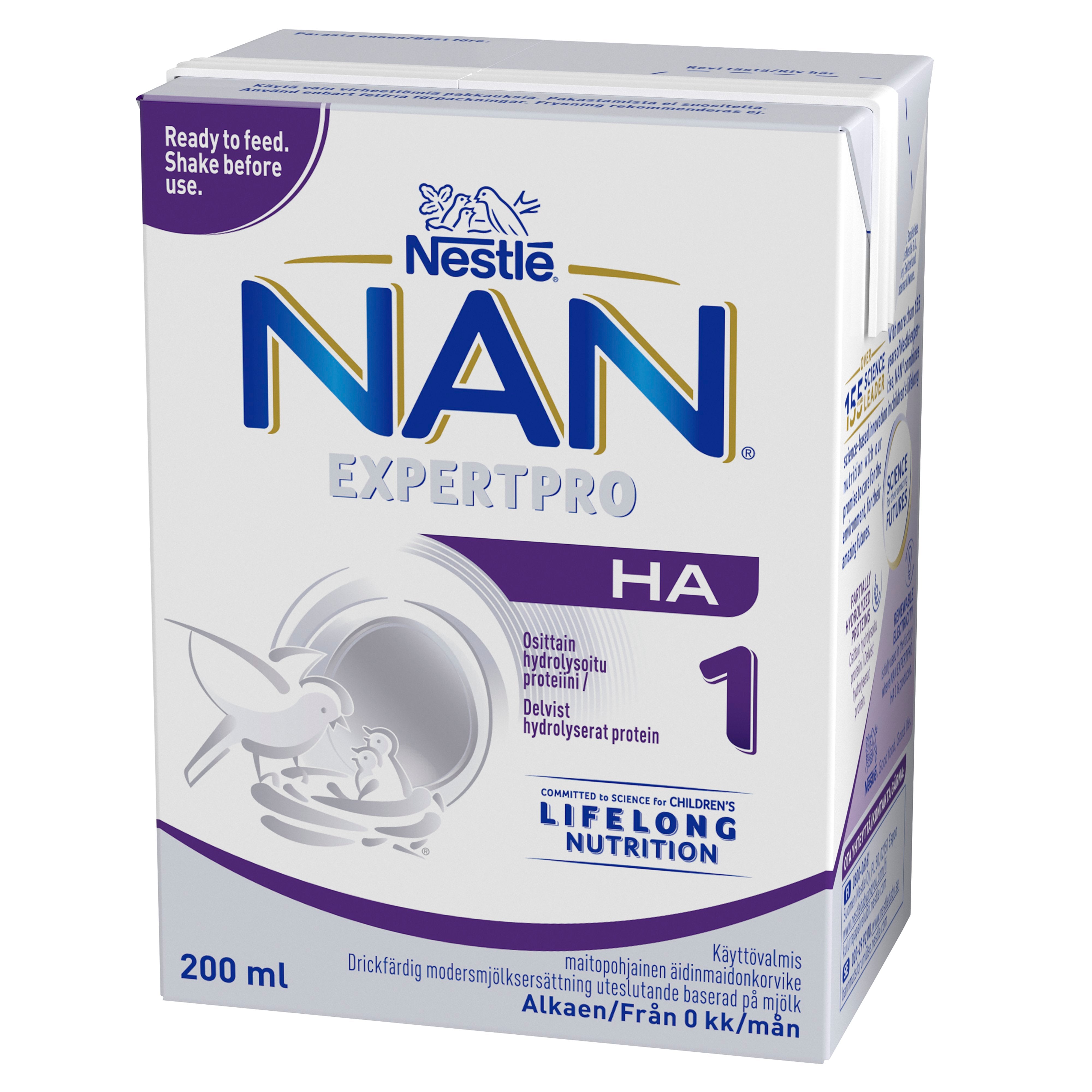 Nestlé Nan 200ml HA 1 maitopohjainen käyttövalmis äidinmaidonkorvike