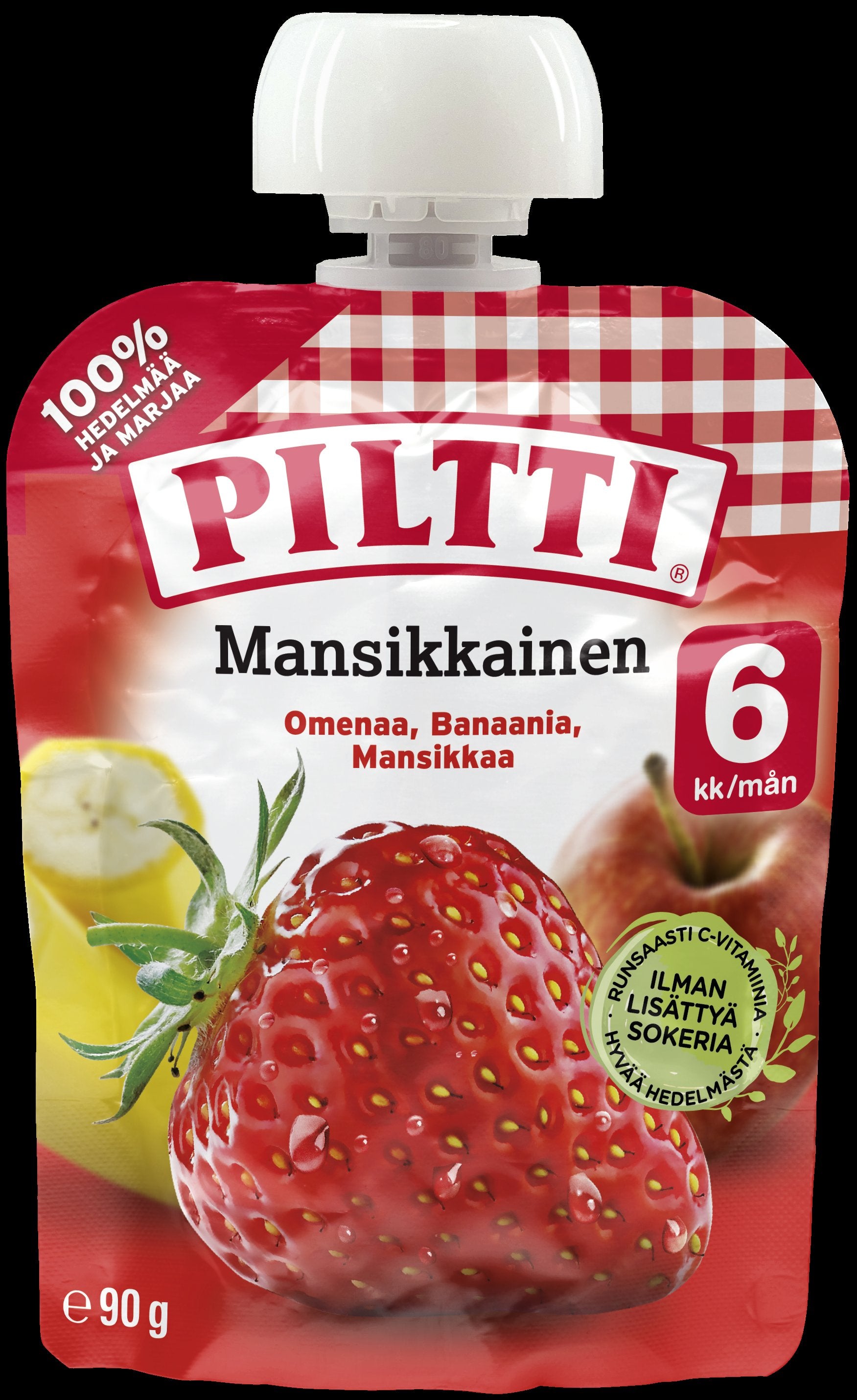 Piltti 90g Mansikkainen hedelmäsose 6kk annospussi