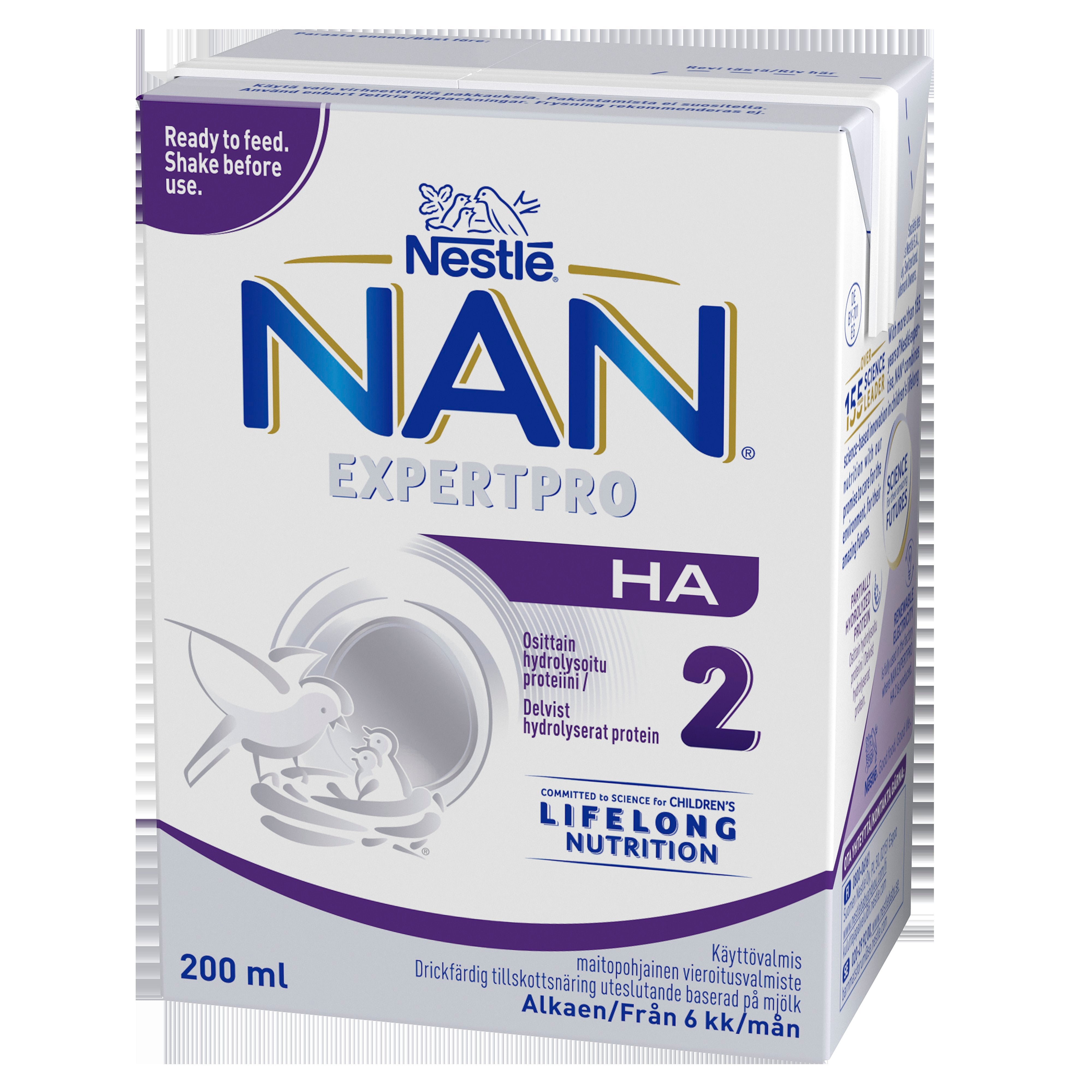 Nestlé Nan 200ml HA 2 maitopohjainen käyttövalmis vieroitusvalmiste