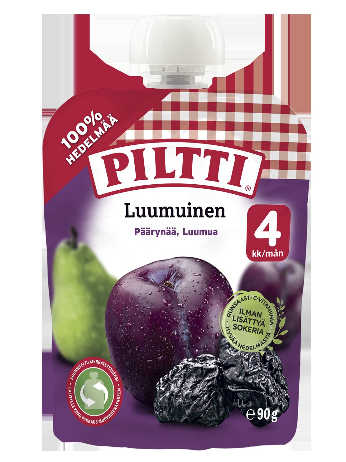 Piltti 90g Luumuinen hedelmäsose 4kk annospussi