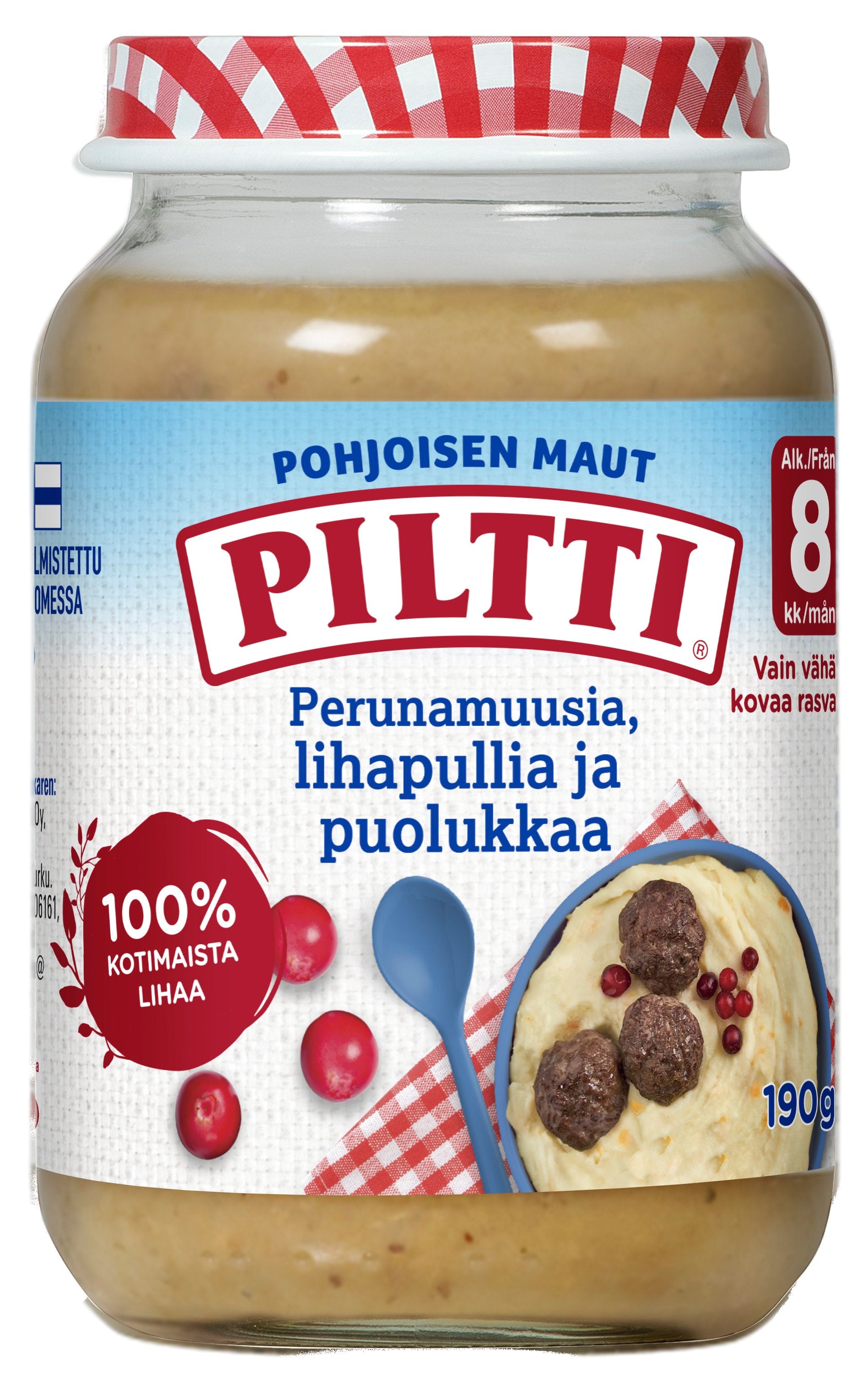 PILTTI Pohjoisen maut 190g Perunamuusia lihapullia ja puolukkaa lastenateria 8kk