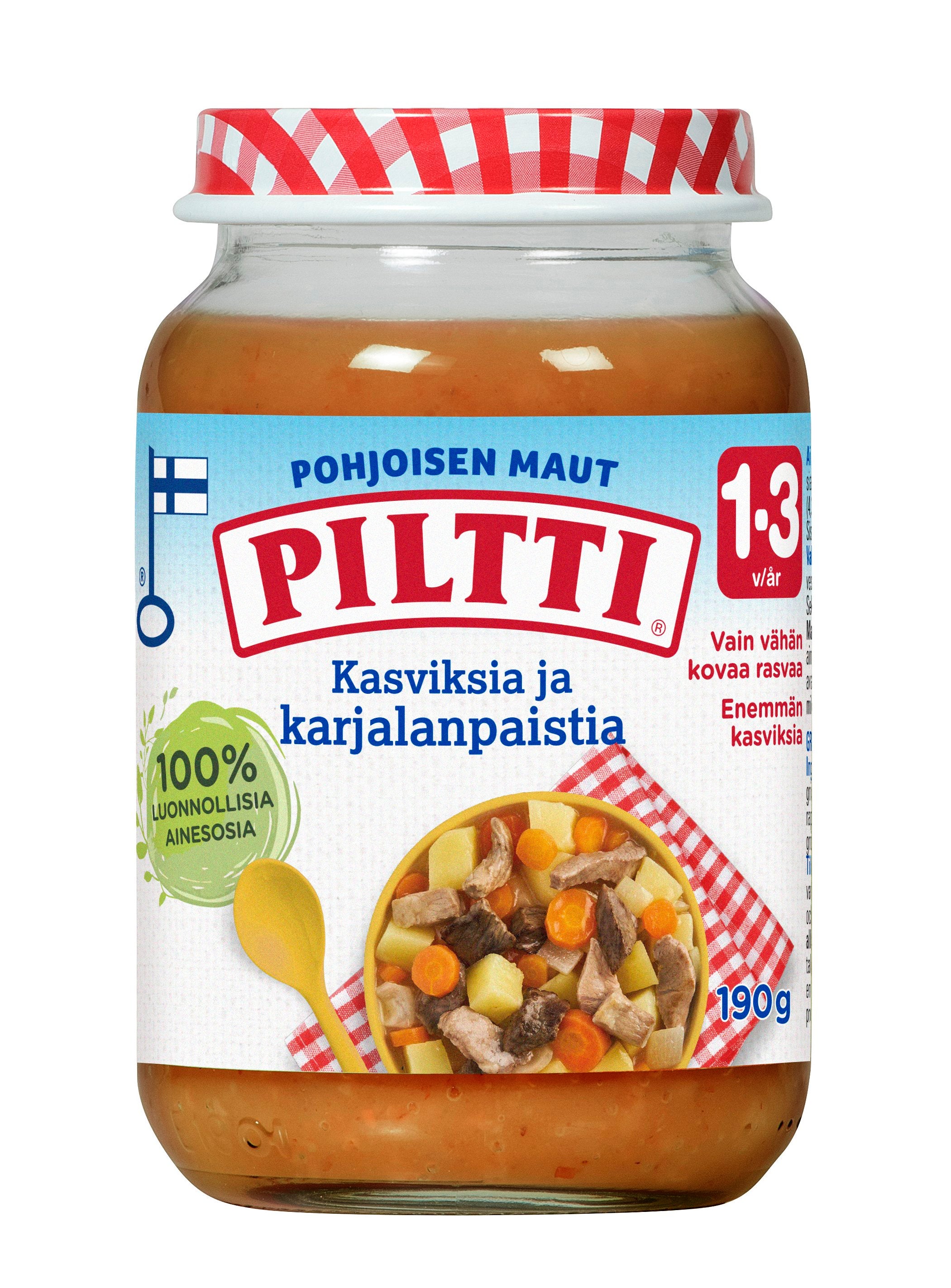 PILTTI Pohjoisen maut 190g Kasviksia ja karjalanpaistia lastenateria 1-3v