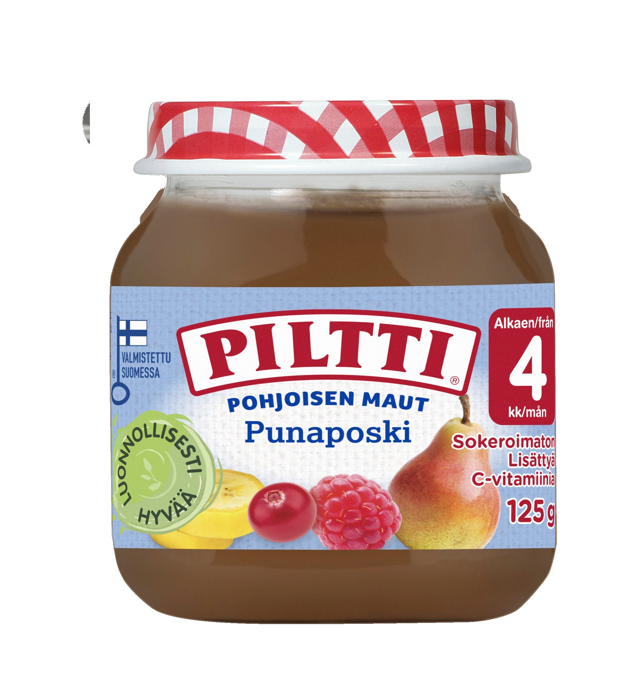 PILTTI 125g Pohjoisen maut Punaposki marja- ja hedelmäsose 4kk
